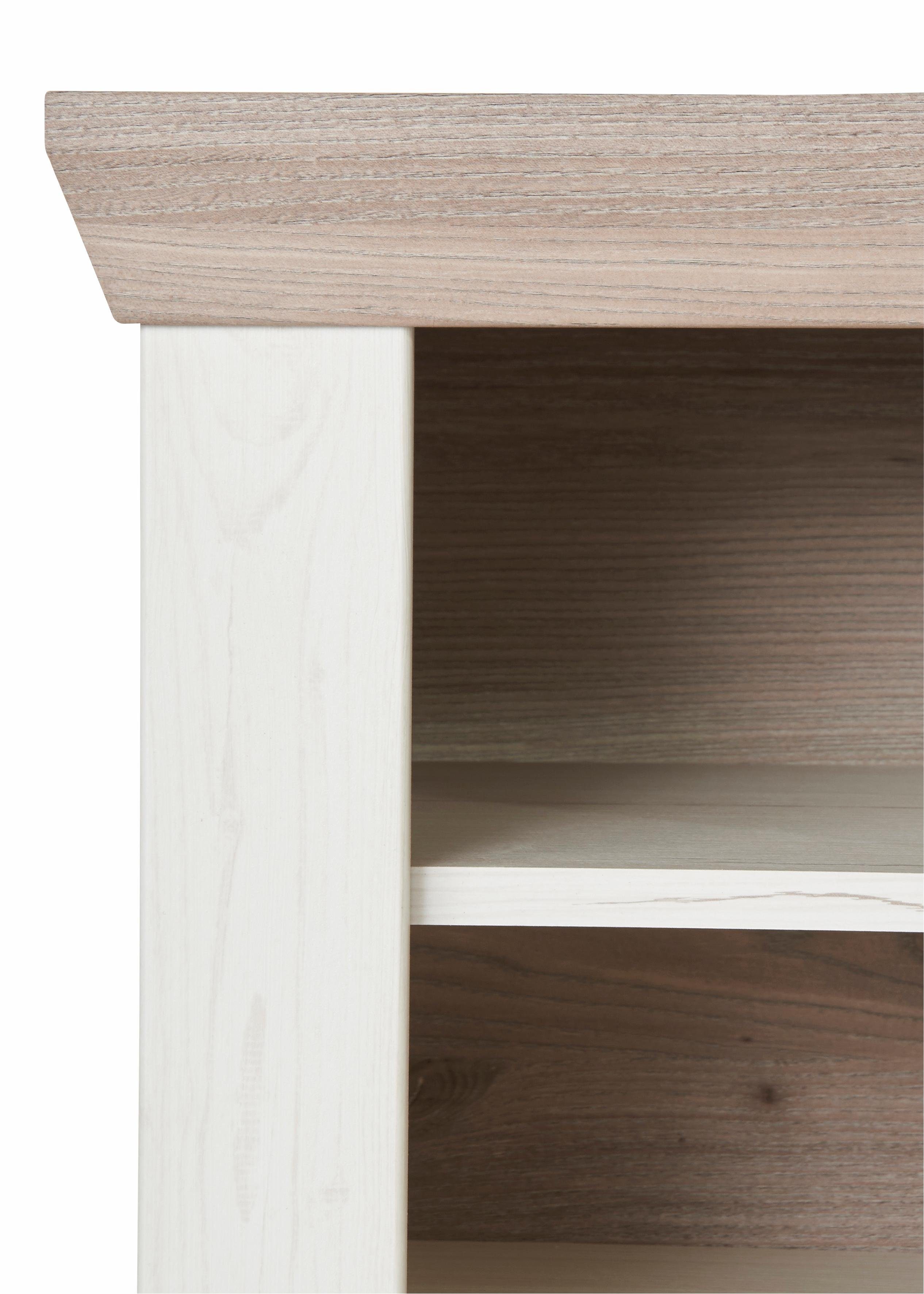 set one by Musterring Highboard York Type 15, met houten deuren en klep, verlichting optioneel, breedte 105 cm