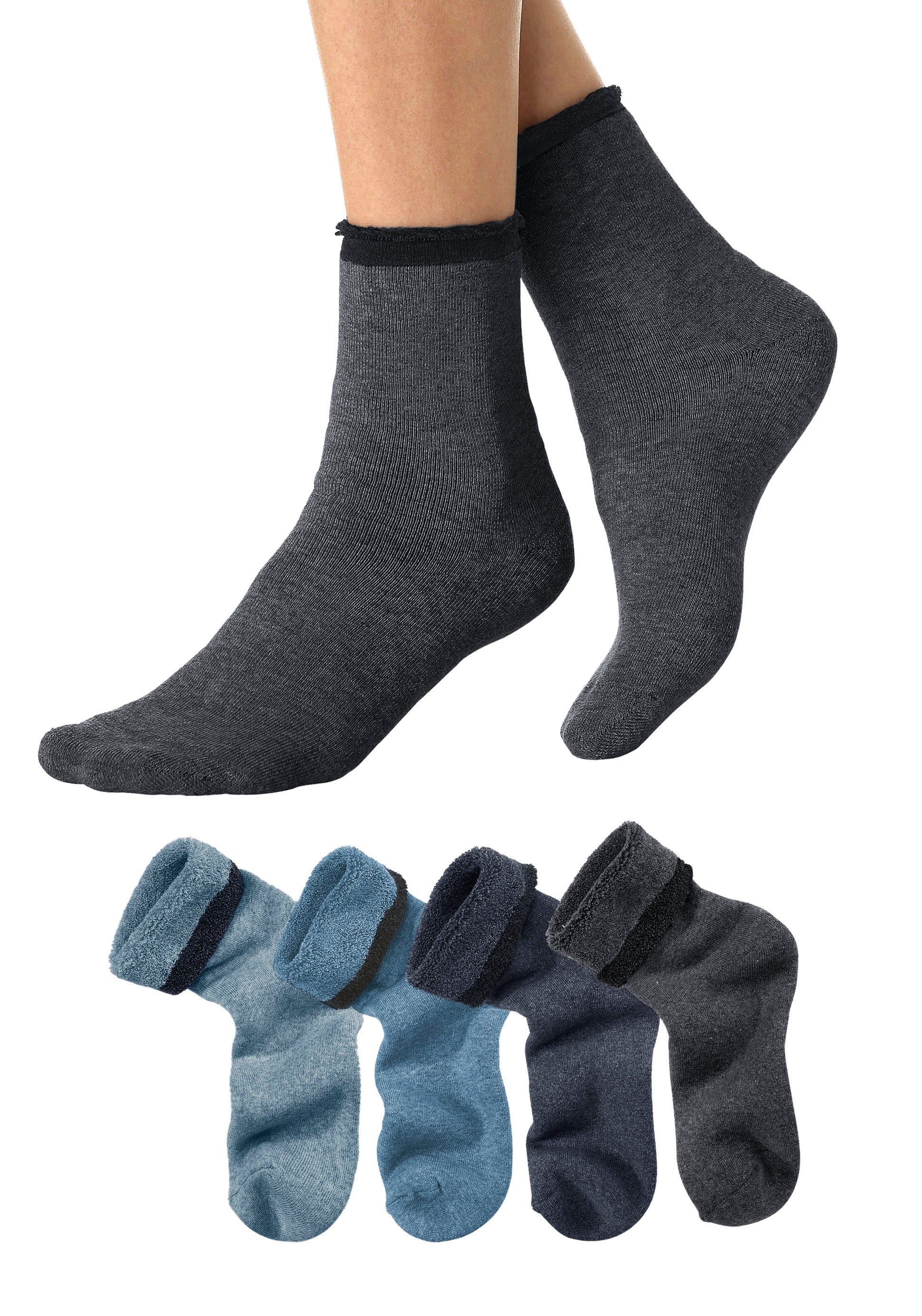 Lavana Wellness-sokken met frottébinnenkant (set, 4 paar)