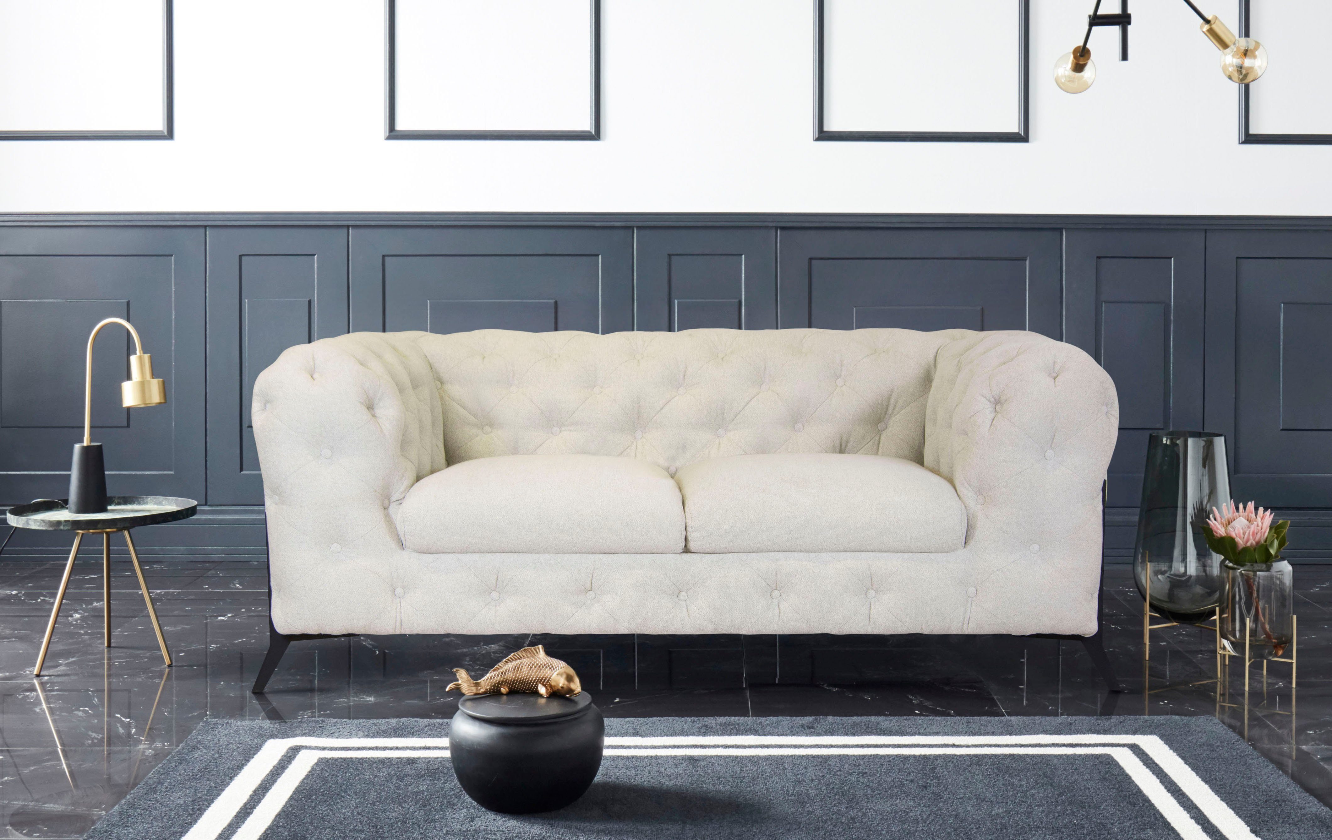 Leonique Chesterfield-bank Amaury luxueuze capitonnage, moderne chesterfield look, kleur van de poten ter keuze