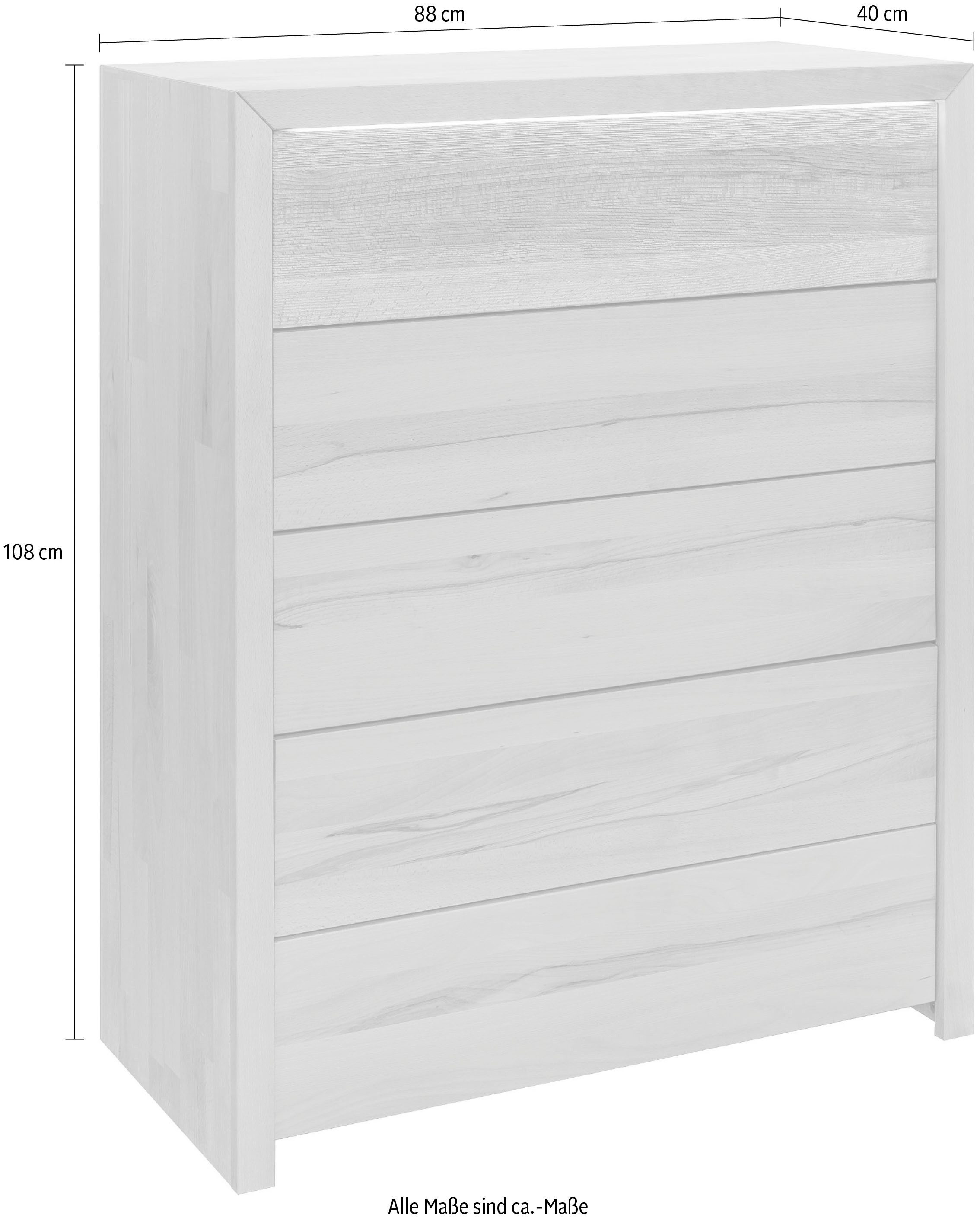 Home affaire Ladekast Léopoldine Commode van kernbeuken, incl. LED-verlichting