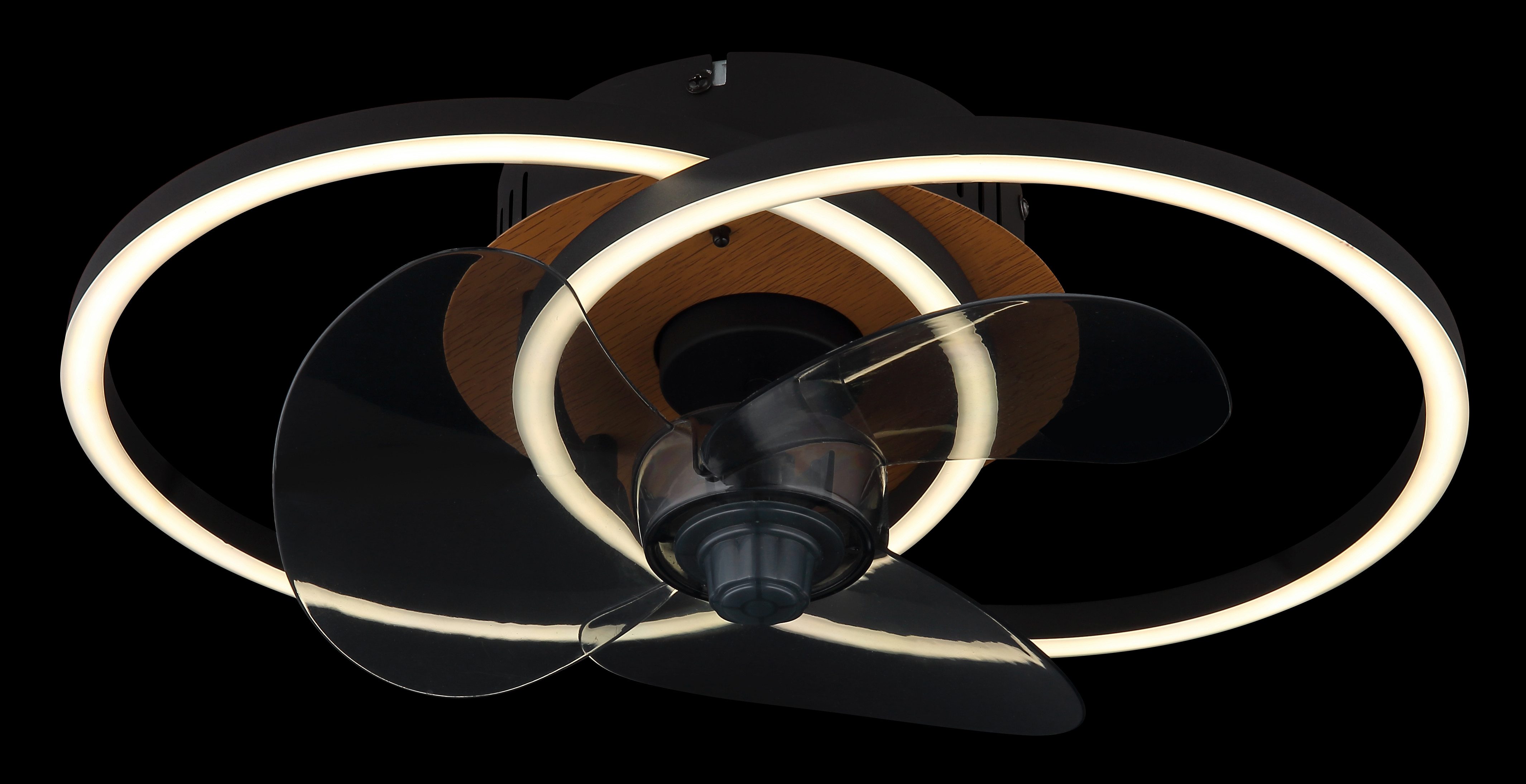 Globo Lightning Plafondlamp KAREN plafondventilator metaal zwart mat LED, koudwit, neutraalwit, warmwit, plafondlamp, ventilator (1 stuk)