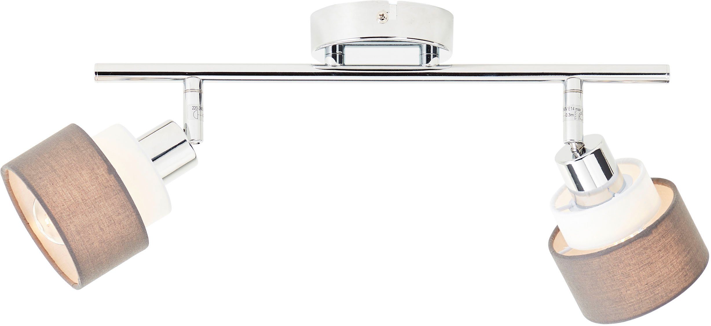 Brilliant Leuchten Plafondspot Naples Breedte 48 cm, E14, metaal/textiel, chroomkleurig/grijs/wit