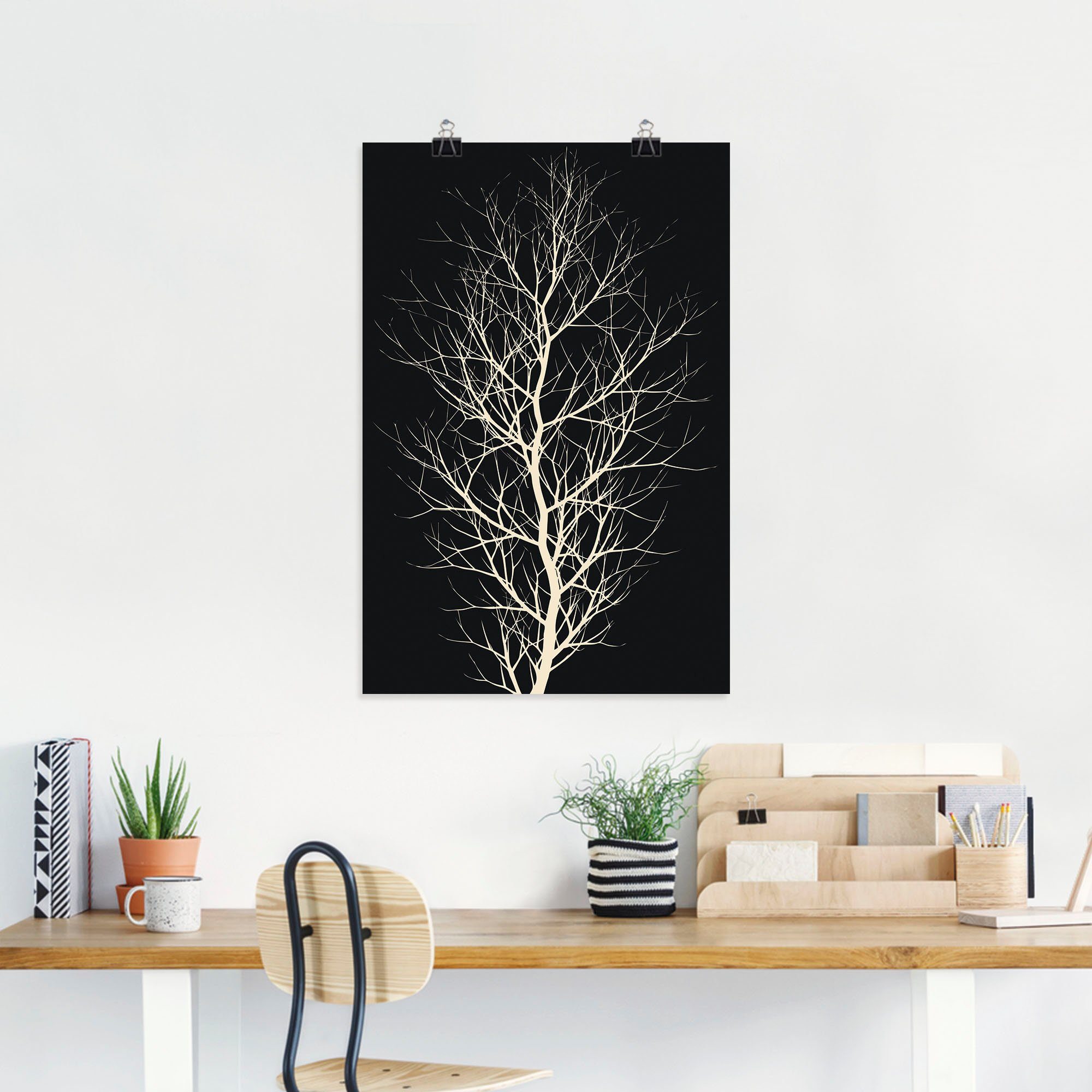 Artland Poster De zwarte boom als artprint van aluminium, artprint op linnen, muursticker of poster in verschillende maten