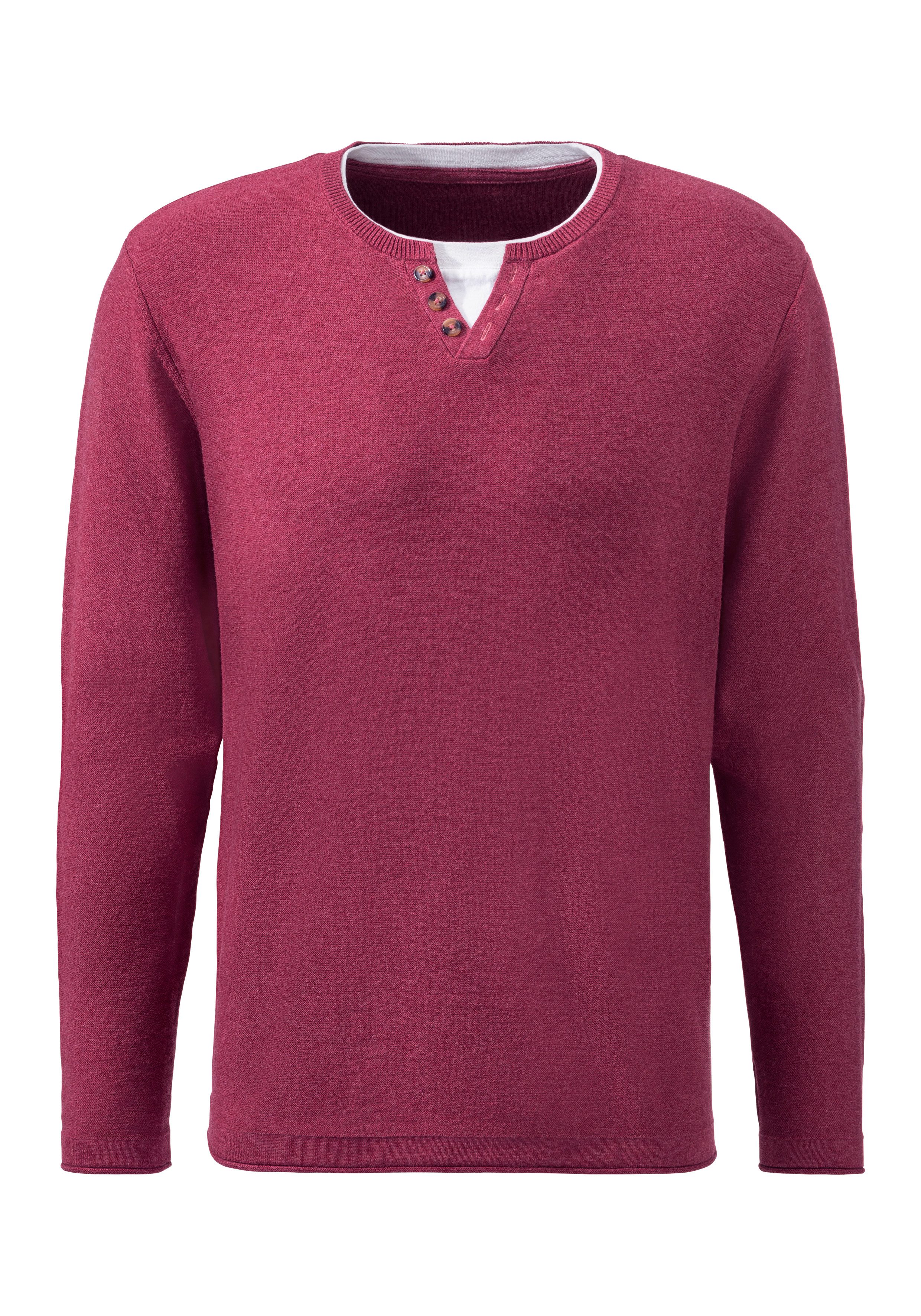 H.I.S Gebreide trui Pullover met hoogwaardige halsafwerking in double-layer look