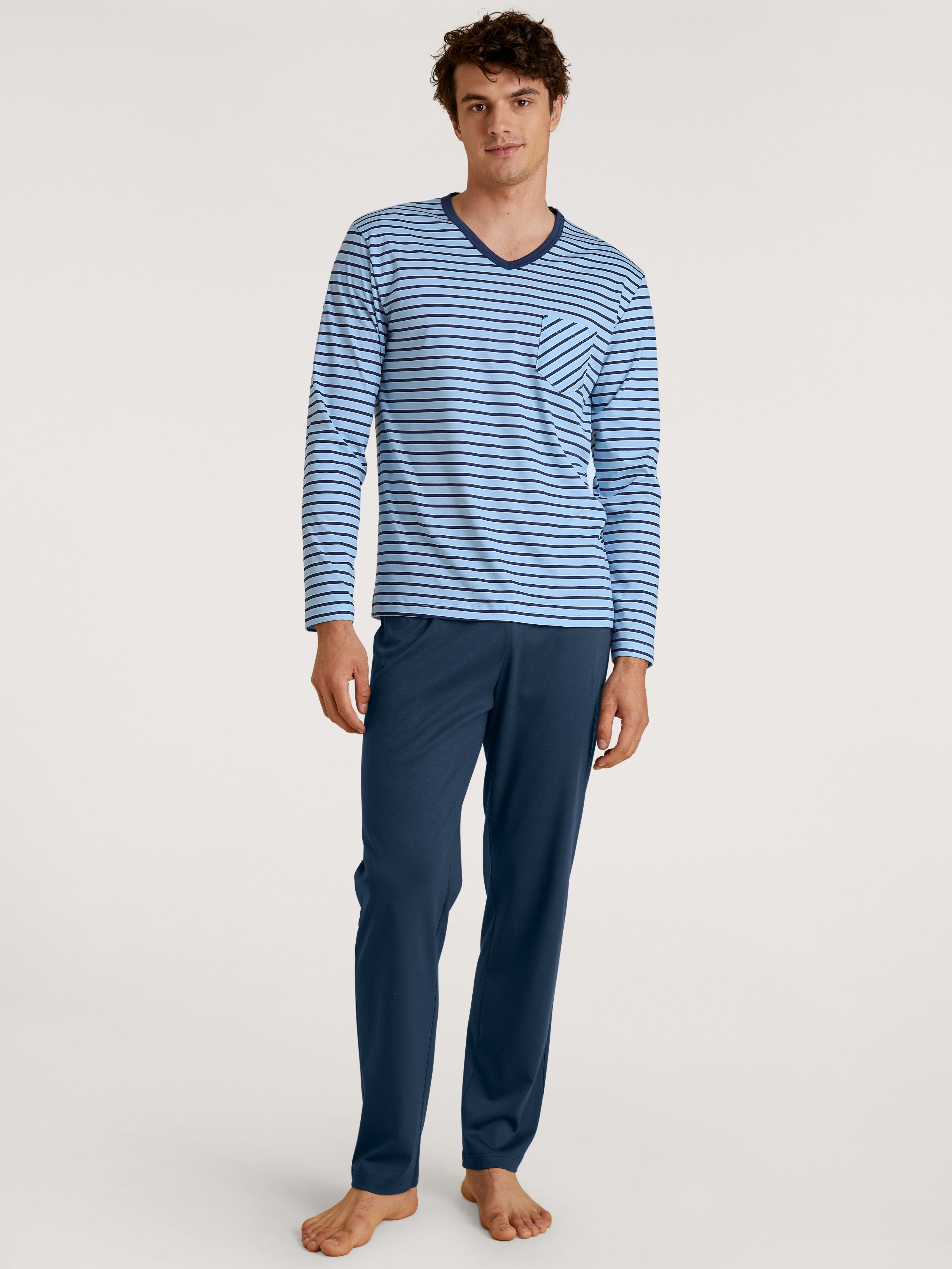 CALIDA Pyjama Relax Streamline met v-hals ontwerp (set 2-delig)