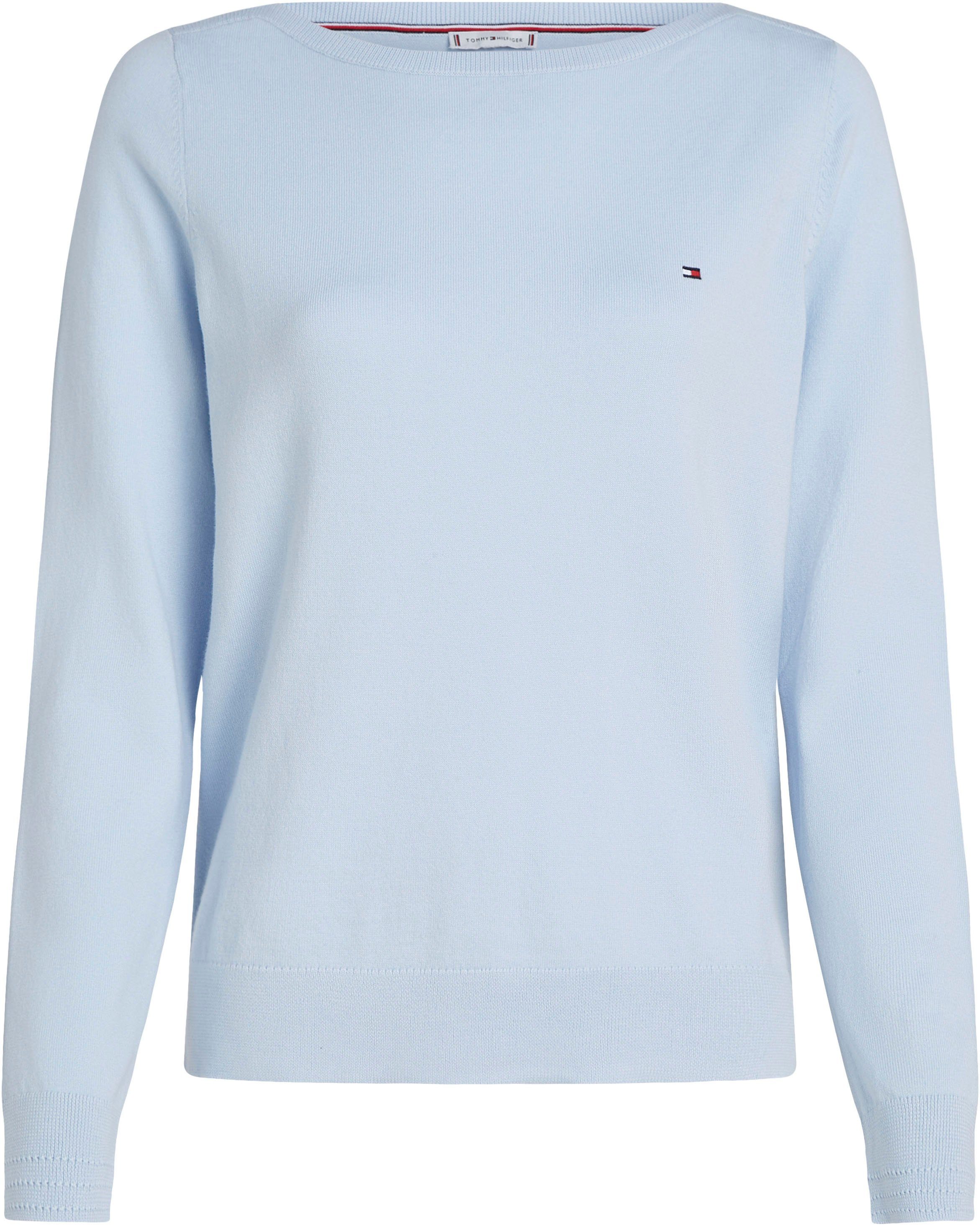 Tommy Hilfiger Gebreide trui CO JERSEY STITCH BOAT-NK SWEATER met -merklabel op de mouw