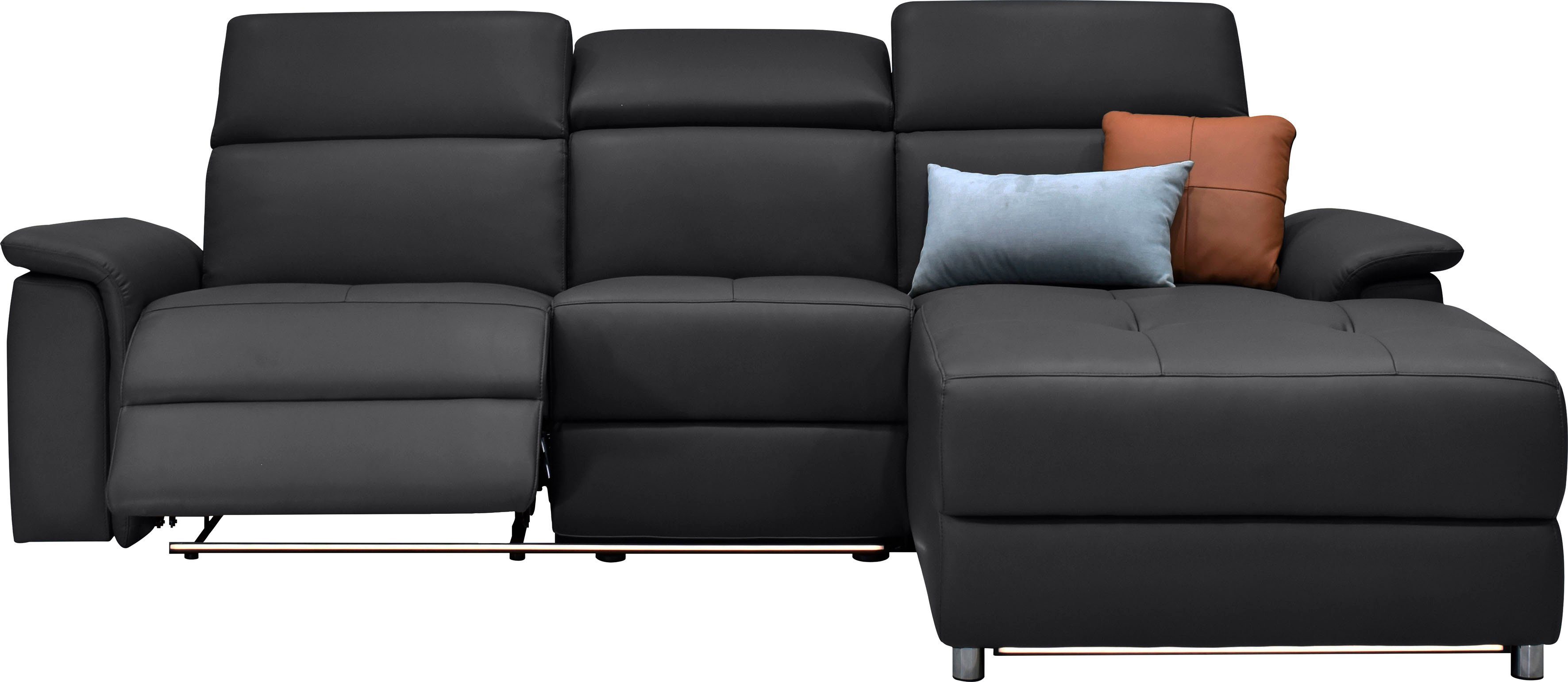 Places of Style Hoekbank Pareli, L-model, 259 cm, met récamier, echt leer, imitatieleer, weefstof