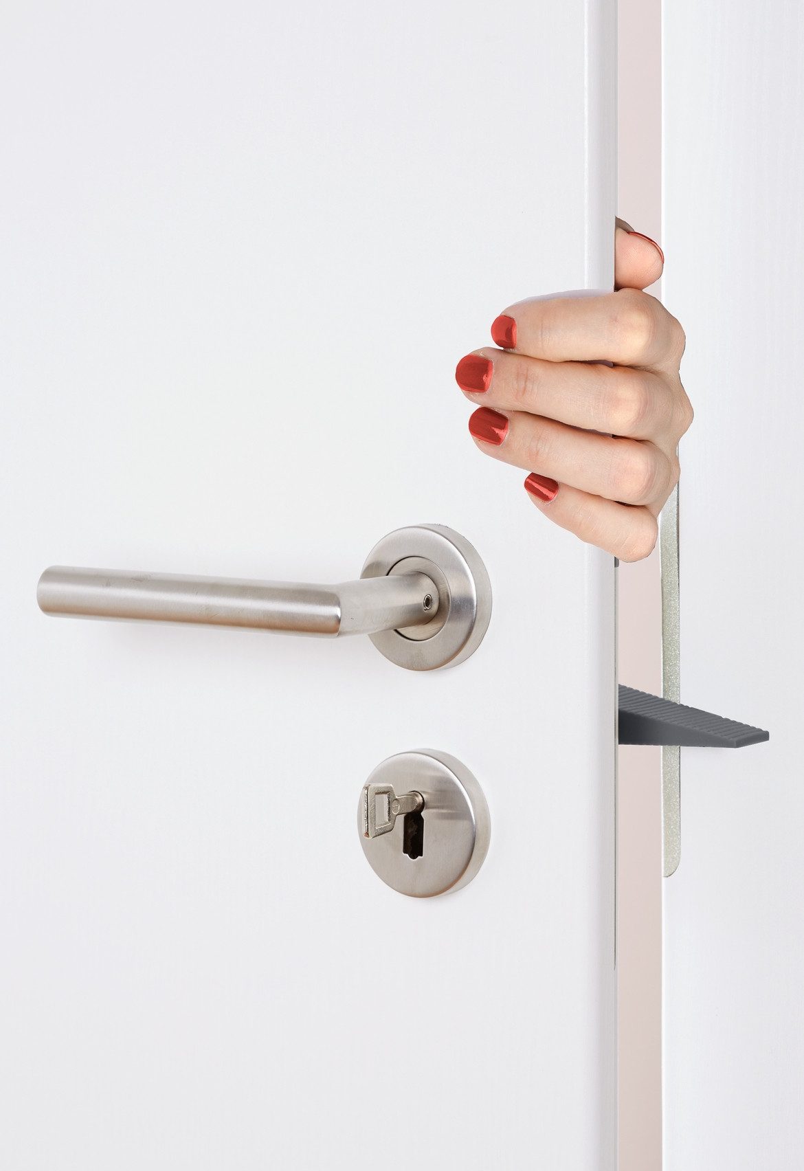 WENKO Raamstopper Model Multi-STOP® antraciet Klembeveiliging, deurstopper van kunststof (set, 4 stuks)
