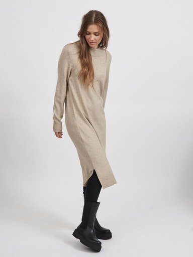 Vila Gebreide jurk VIRIL CREW NECK L/S MIDI DRESS - NOOS