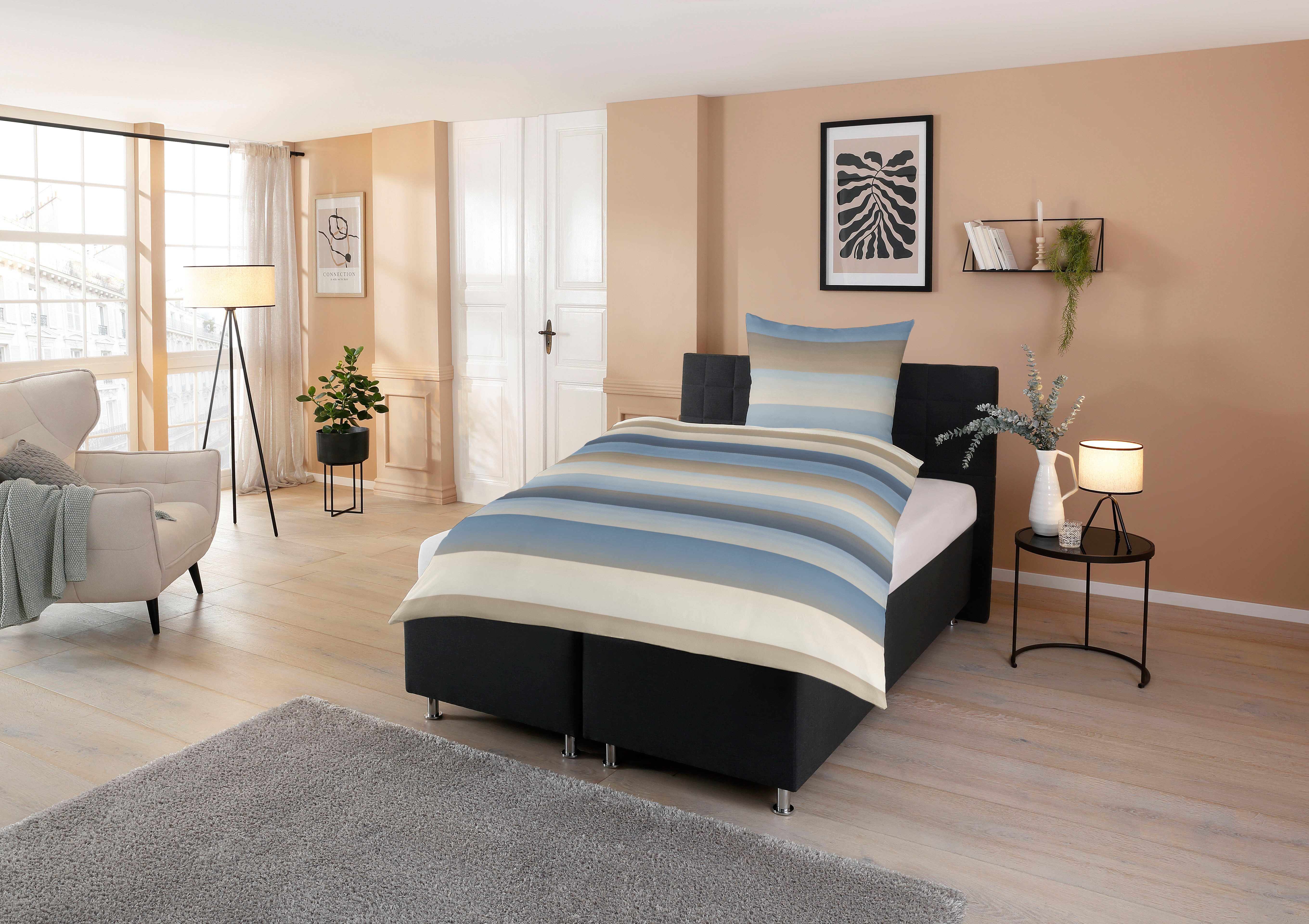 CASATEX Beddengoed Levio brede strepen, aquarelkleuren, stijlvolle ontwerpen (2-delig)