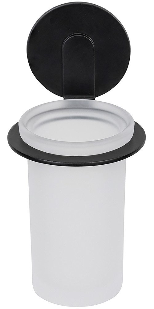 WENKO Poetsbeker Turbo-Loc® model Bivio met wandbevestiging zonder boren, aluminium, gesatineerd glas