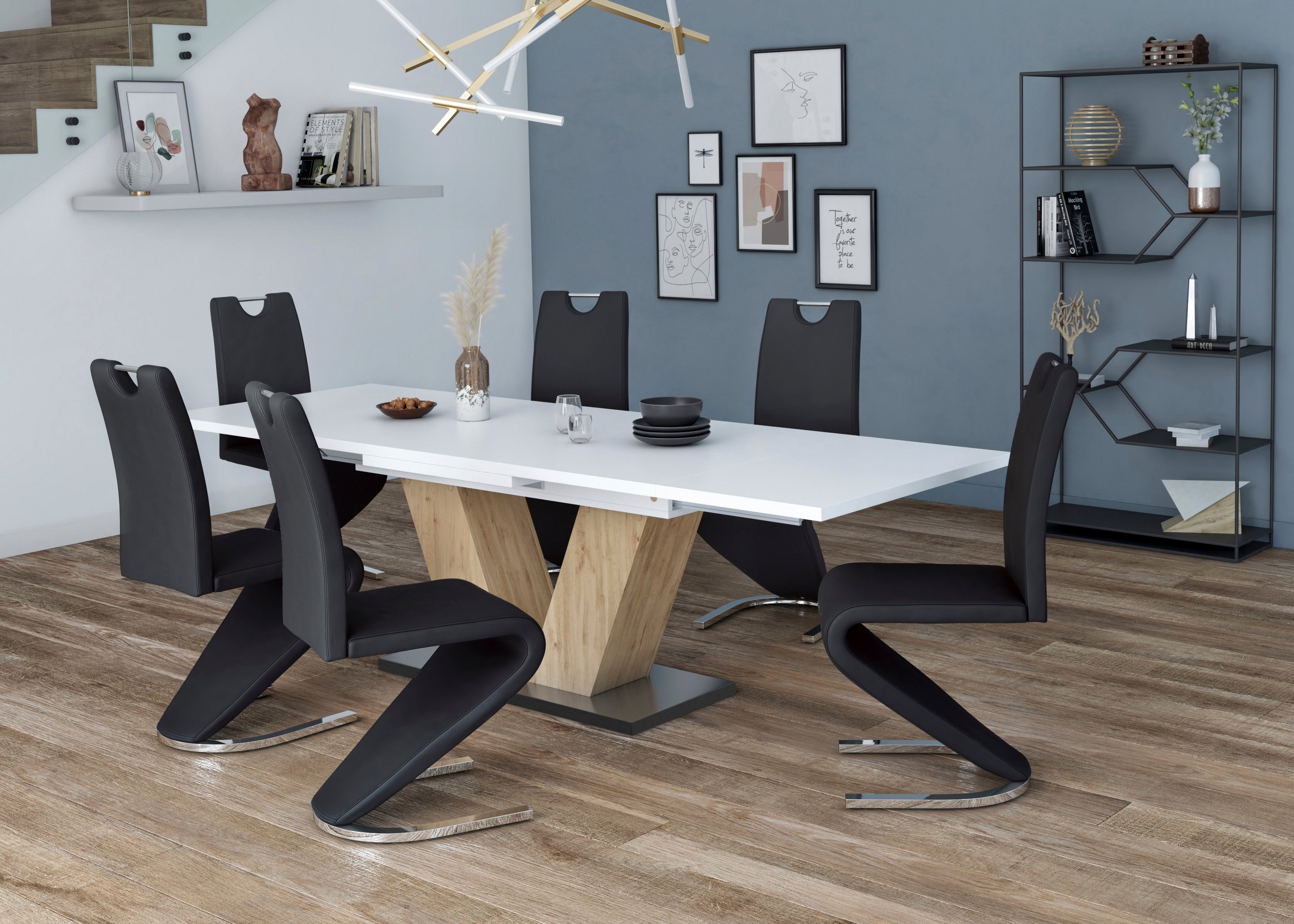 Homexperts Eetkamerstoel Zora 02 Bekleding in imitatieleer, rugleuning met handgreep voor eenvoudig terugtrekken (set, 2 stuks)
