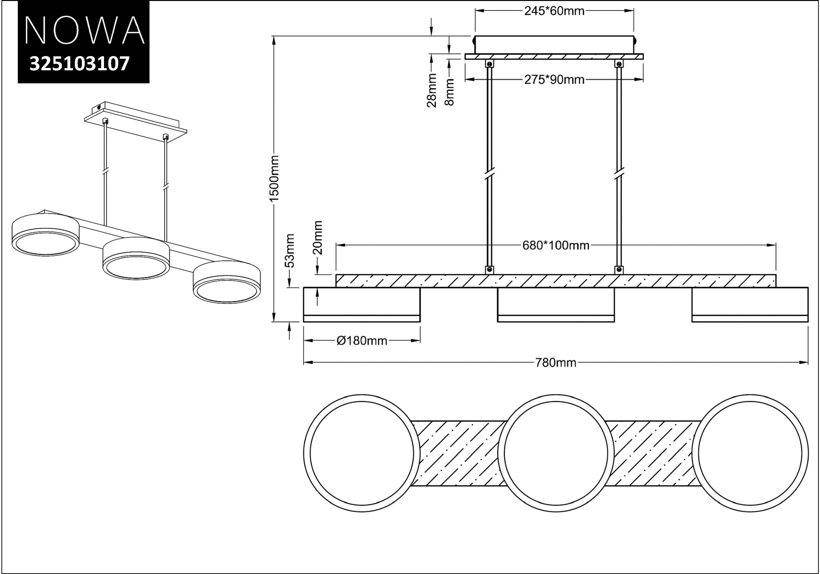 andas Led-hanglamp Fjälla Dimbaar, 3-niveaus schakelbaar, dimbaar via wandschakelaar (1 stuk)