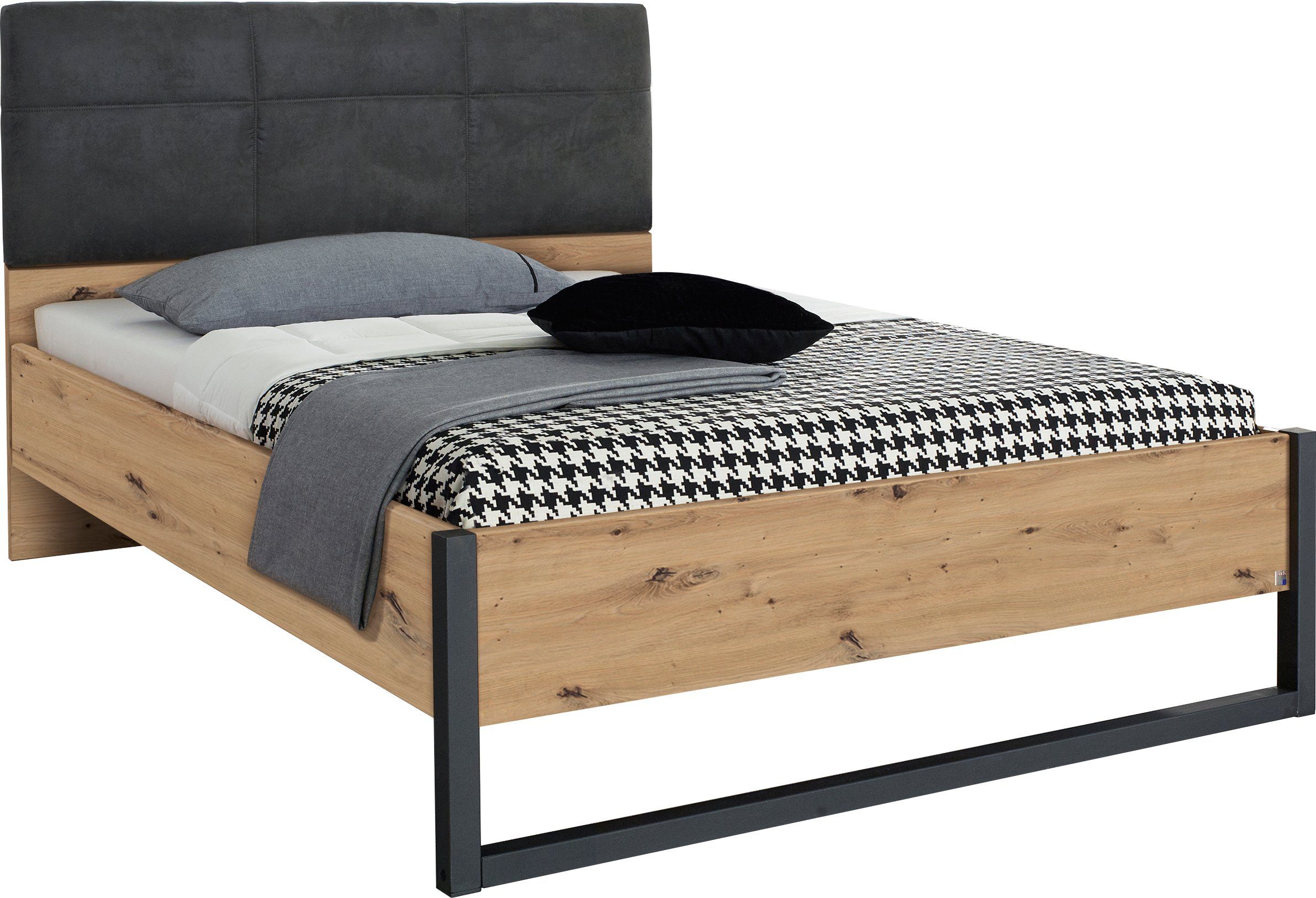 rauch Bed TAMPA in moderne industriële stijl, metalen bedslede