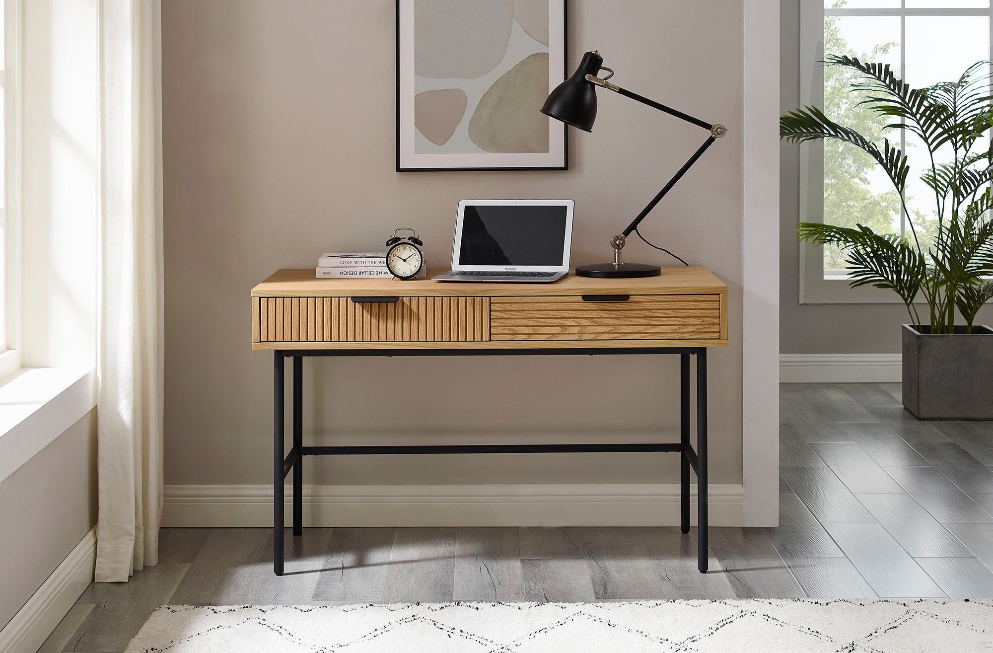 SalesFever Bureau Eiken echt houtfineer bureaus beige