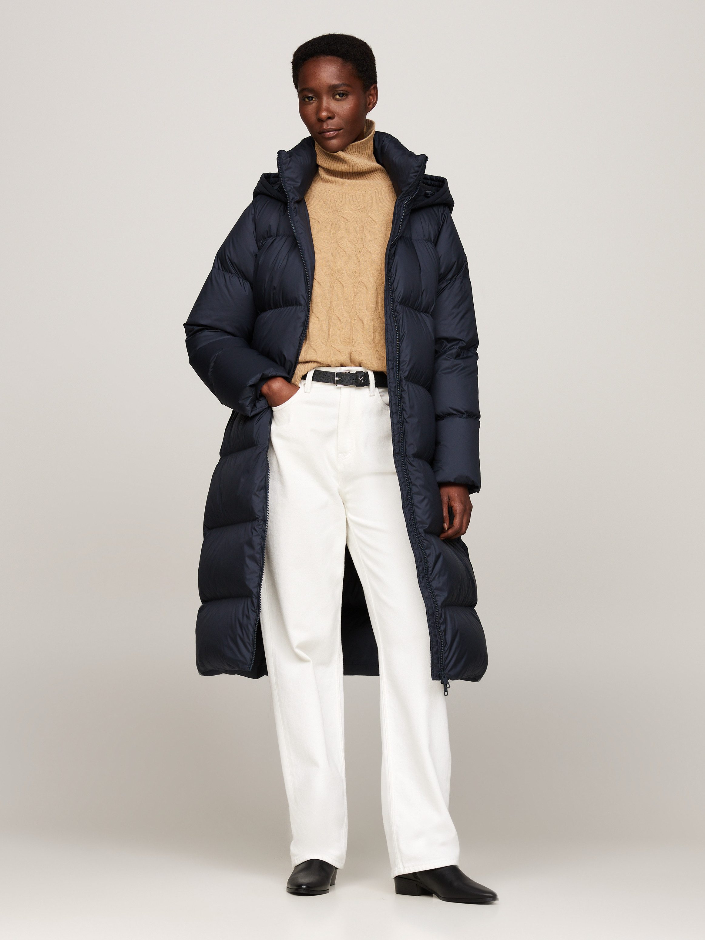 Tommy Hilfiger Lange jas met gestempeld logo