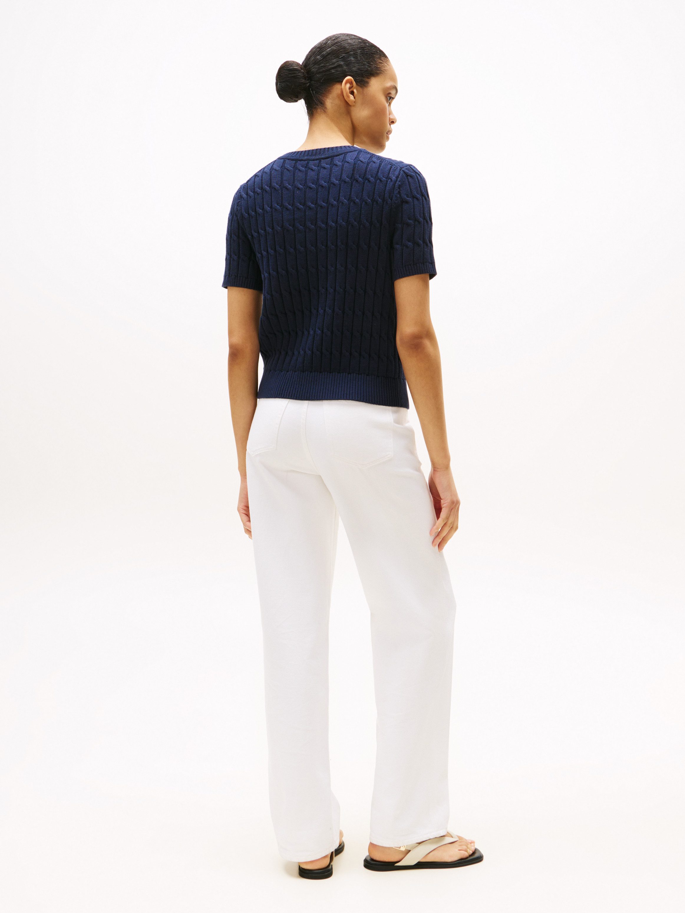 Tommy Hilfiger Trui met korte mouwen CO CABLE MID GG S/S C-NK SWT