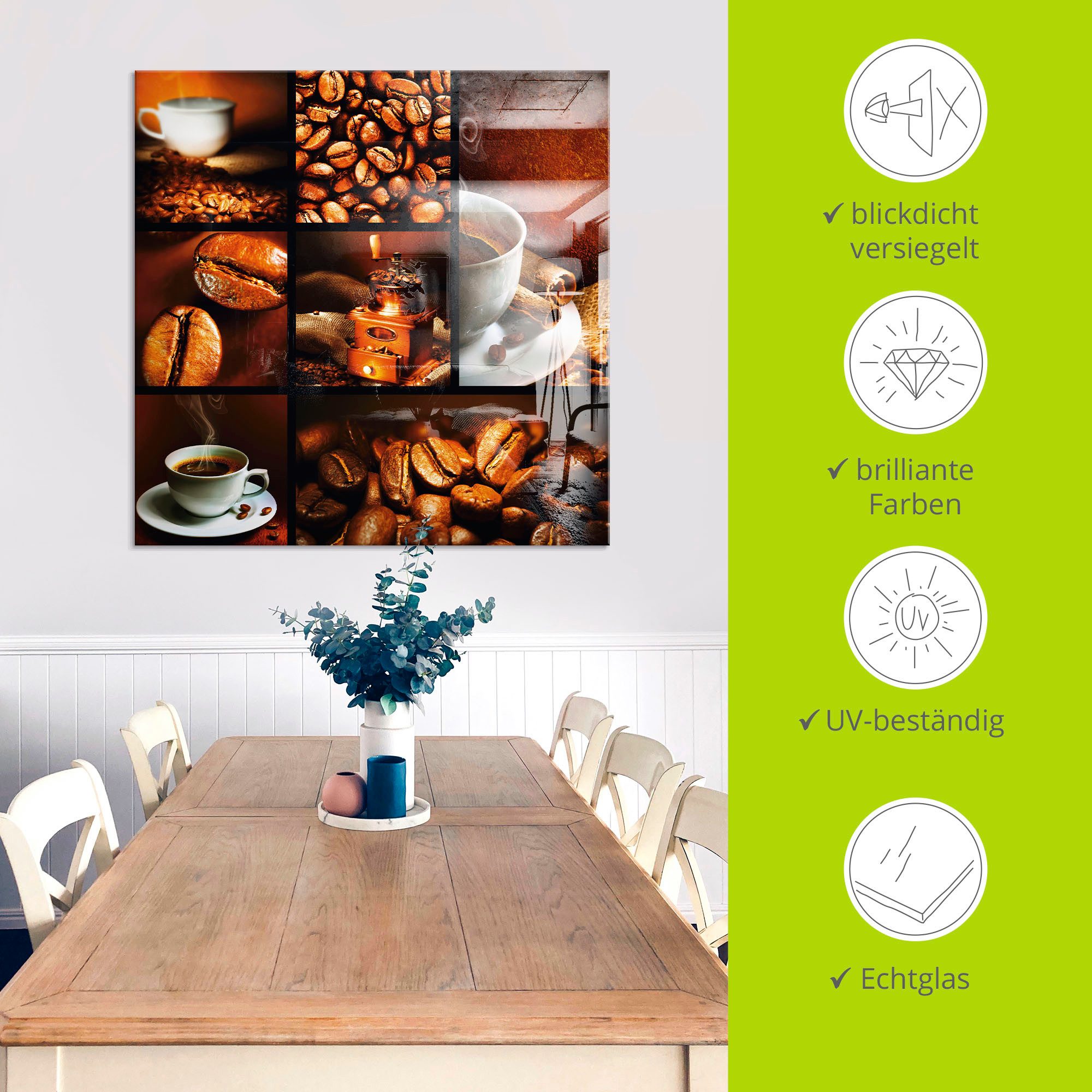 Artland Print op glas Koffie collage in verschillende maten