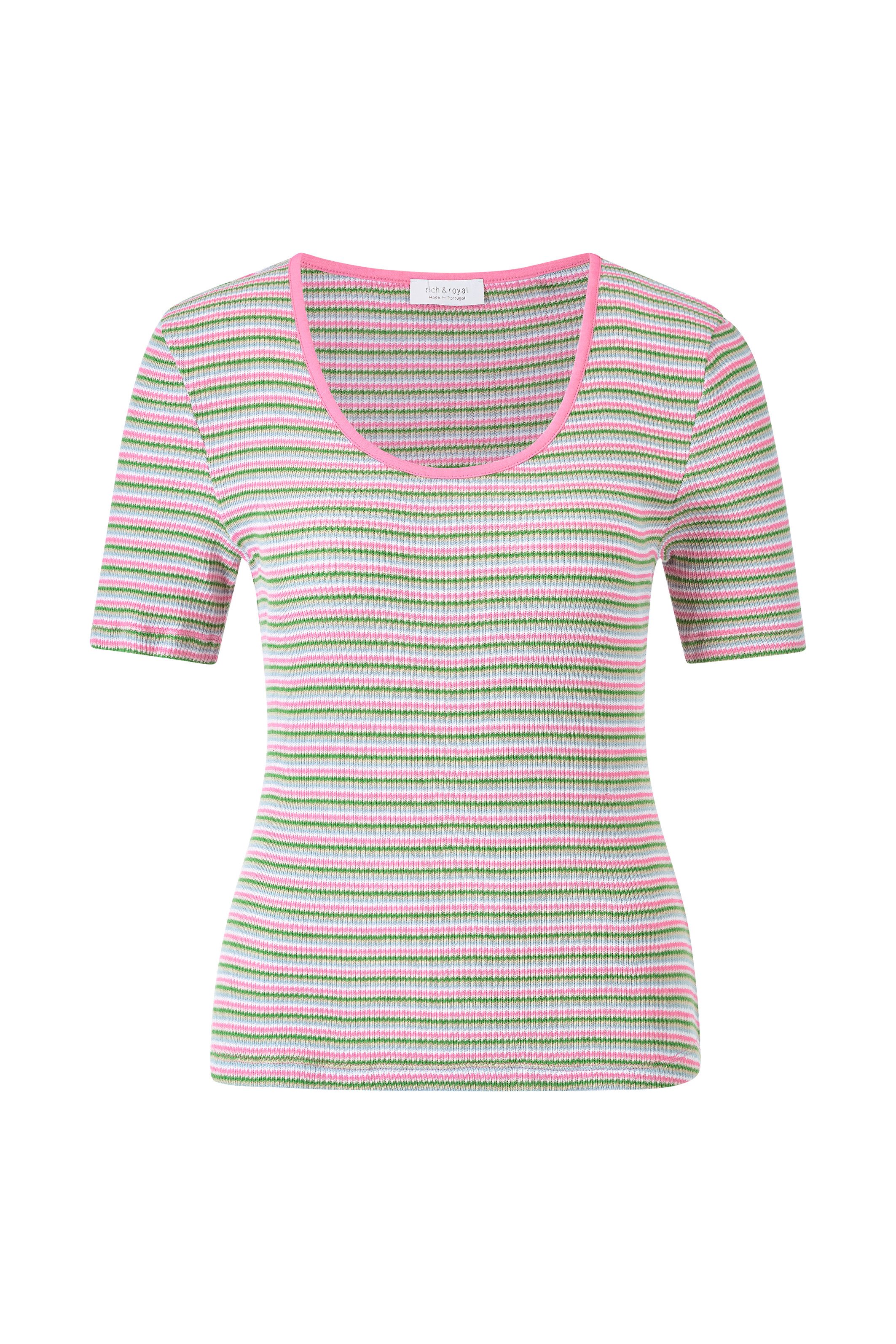 Rich & Royal Shirt met korte mouwen Met diepe ronde hals