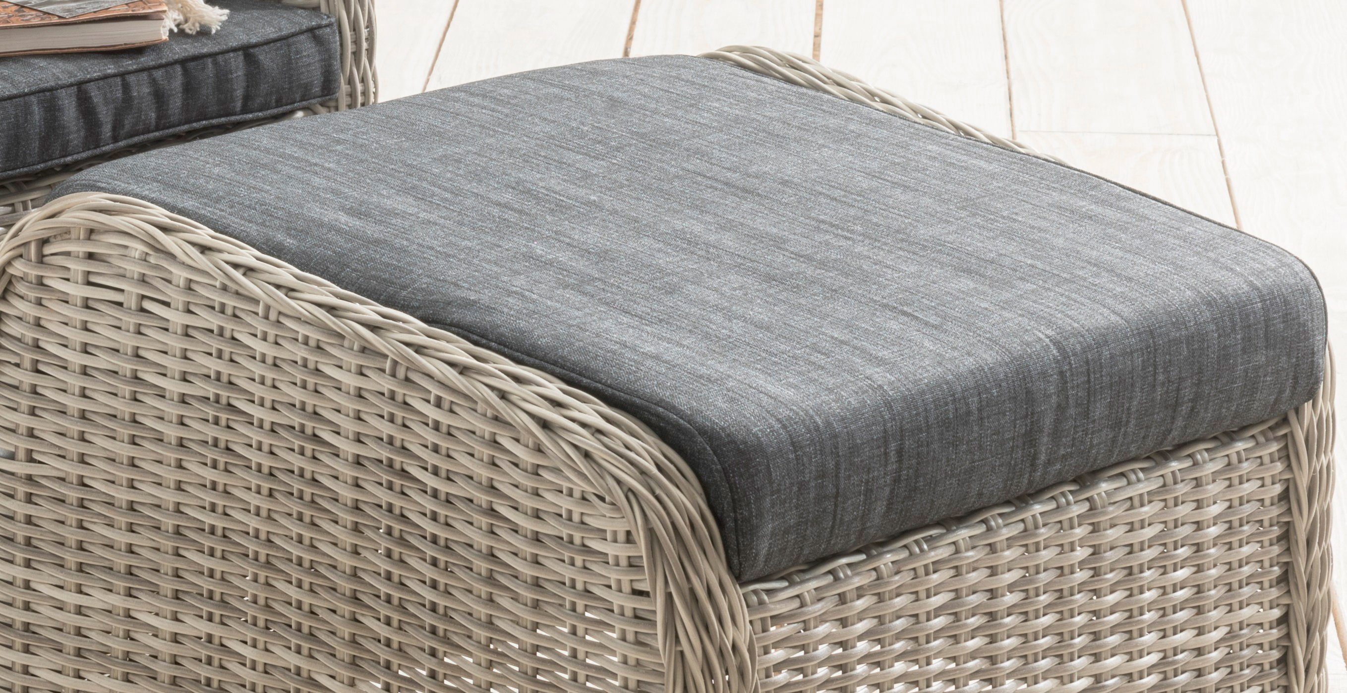 Destiny Fauteuil PALMA CASA Aluminium, polyrattan, incl. voetenbank en kussens (set, 4-delig)