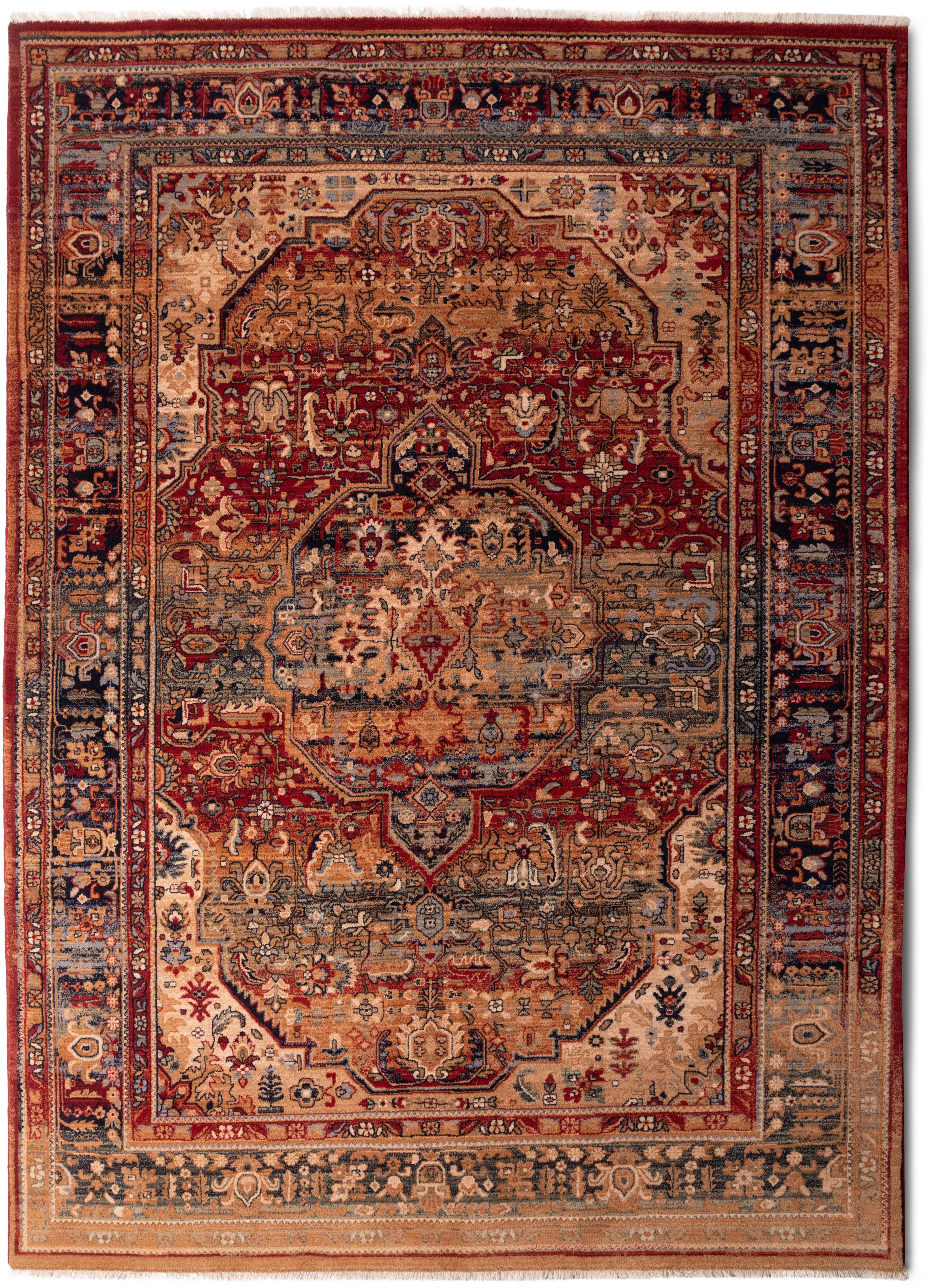THEKO Wollen kleed Saharna 7518 zuivere wol, oriënt-look, met franje wollen vloerkleden maat 300 cm x 395 cm x 12 mm rood