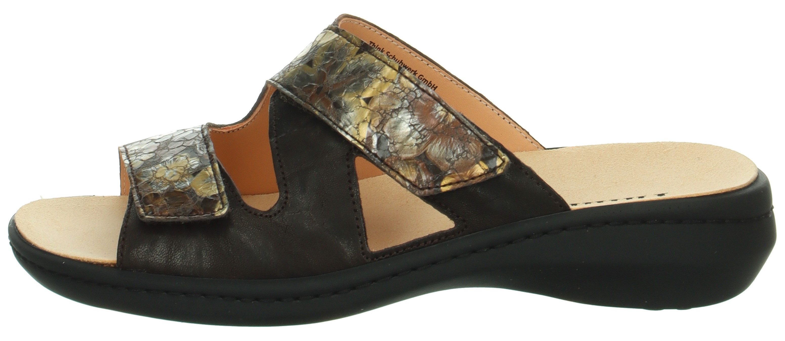 Think! Slippers Camilla Pantoffel, klittenbandschoen, comfortabele schoen met blokhak