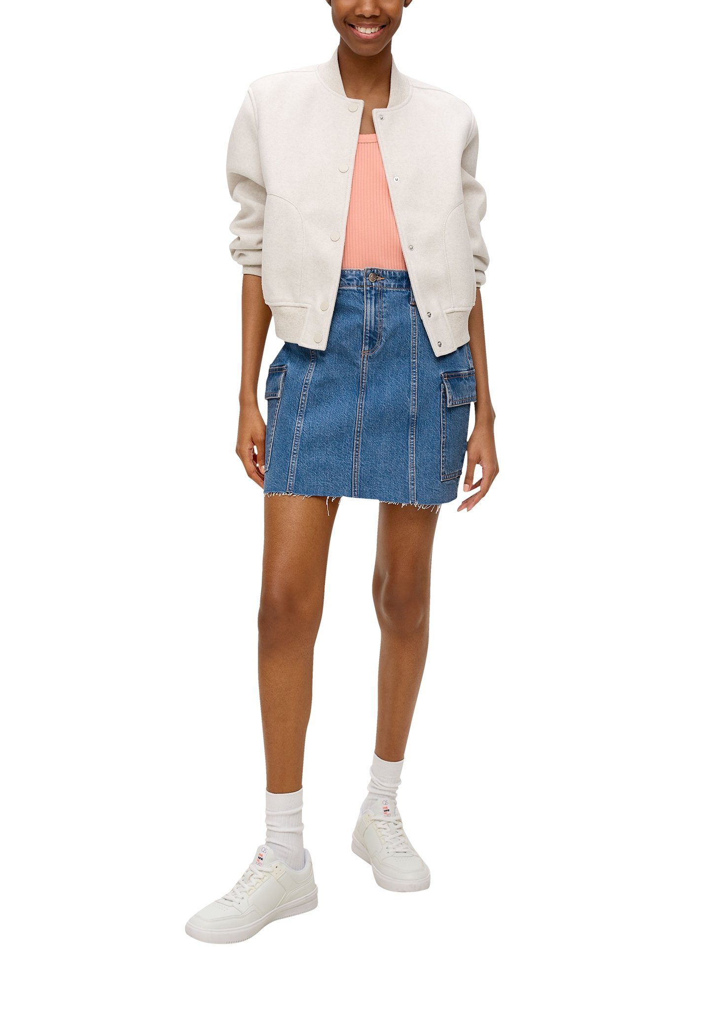 Q/S designed by Jeans rok met licht uitgerafelde zoomrand
