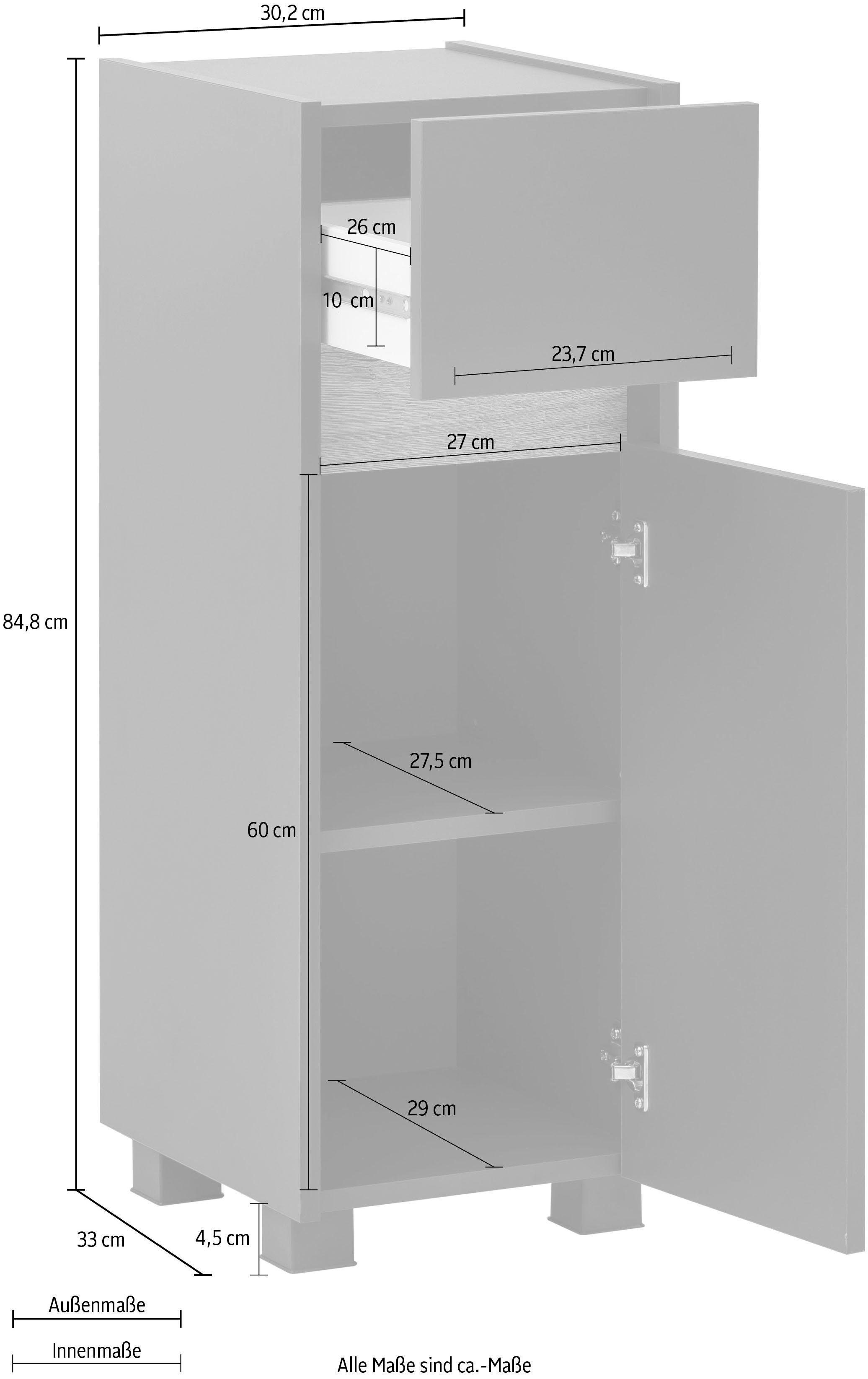 Schildmeyer Onderkast Cosmo in verschillende kleuren Breedte 30 cm, badkamerkast, lijst in moderne wildeiken-look