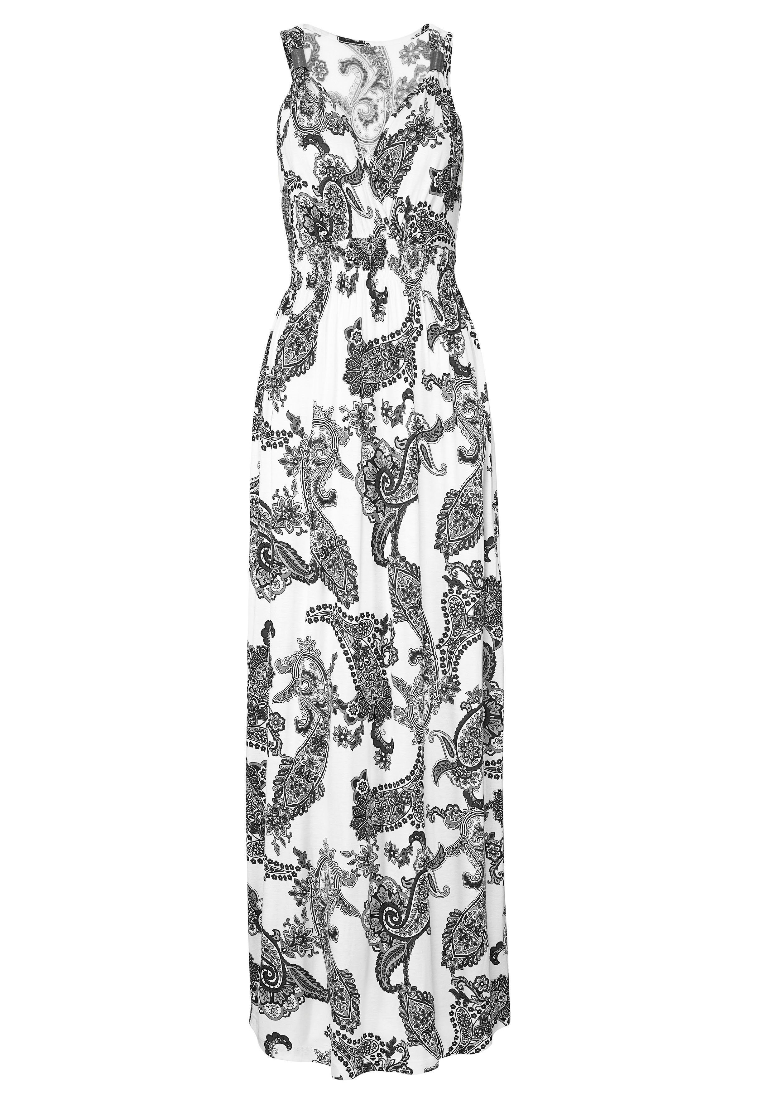 Lascana Maxi-jurk met verstelbare hals in all-over print, zomerjurk, strandjurk