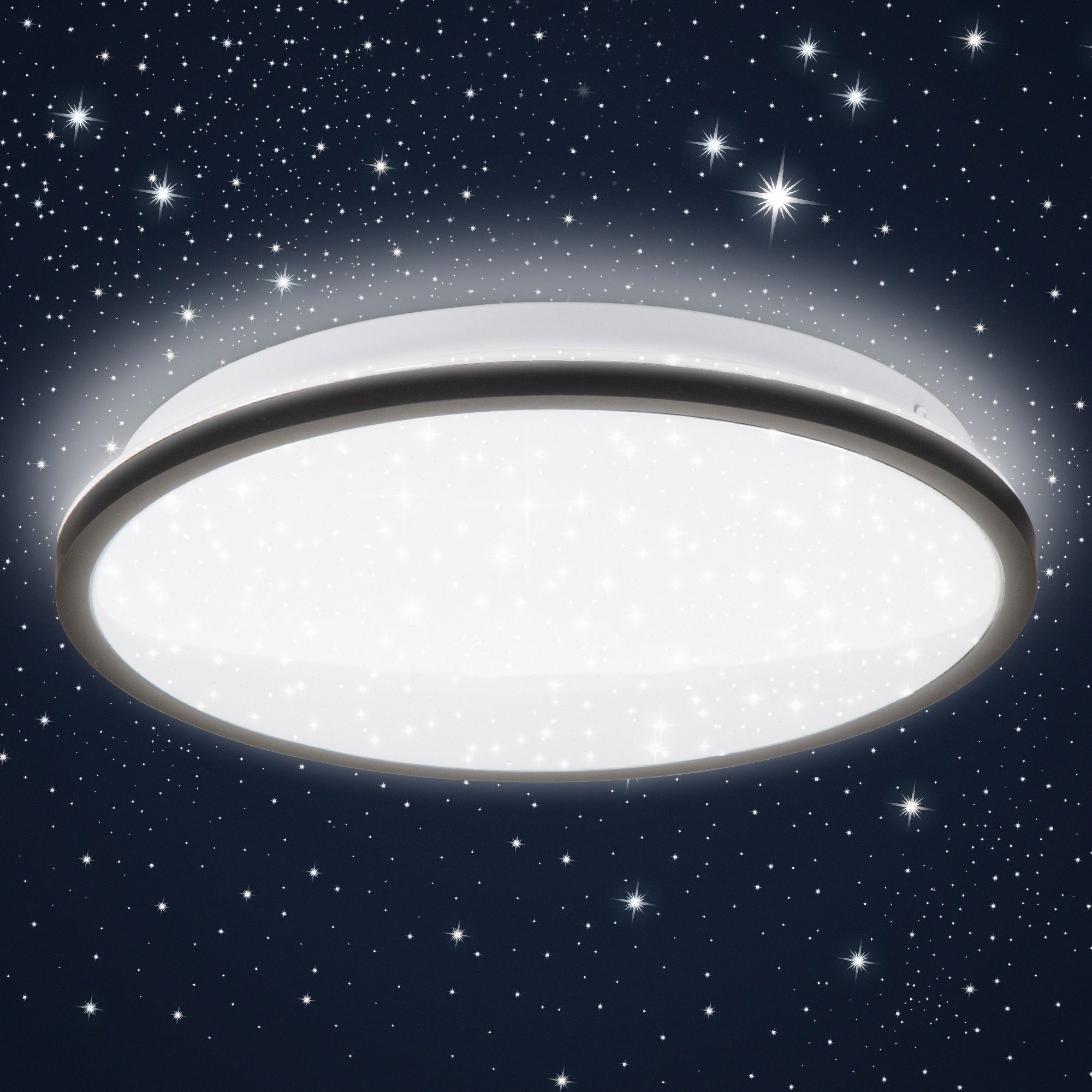 B.K.Licht Led-plafondlamp BK_DL1516 LED-Deckenlampe, mit Sternenhimmel, 18 W, Ø28 cm, Schwarz