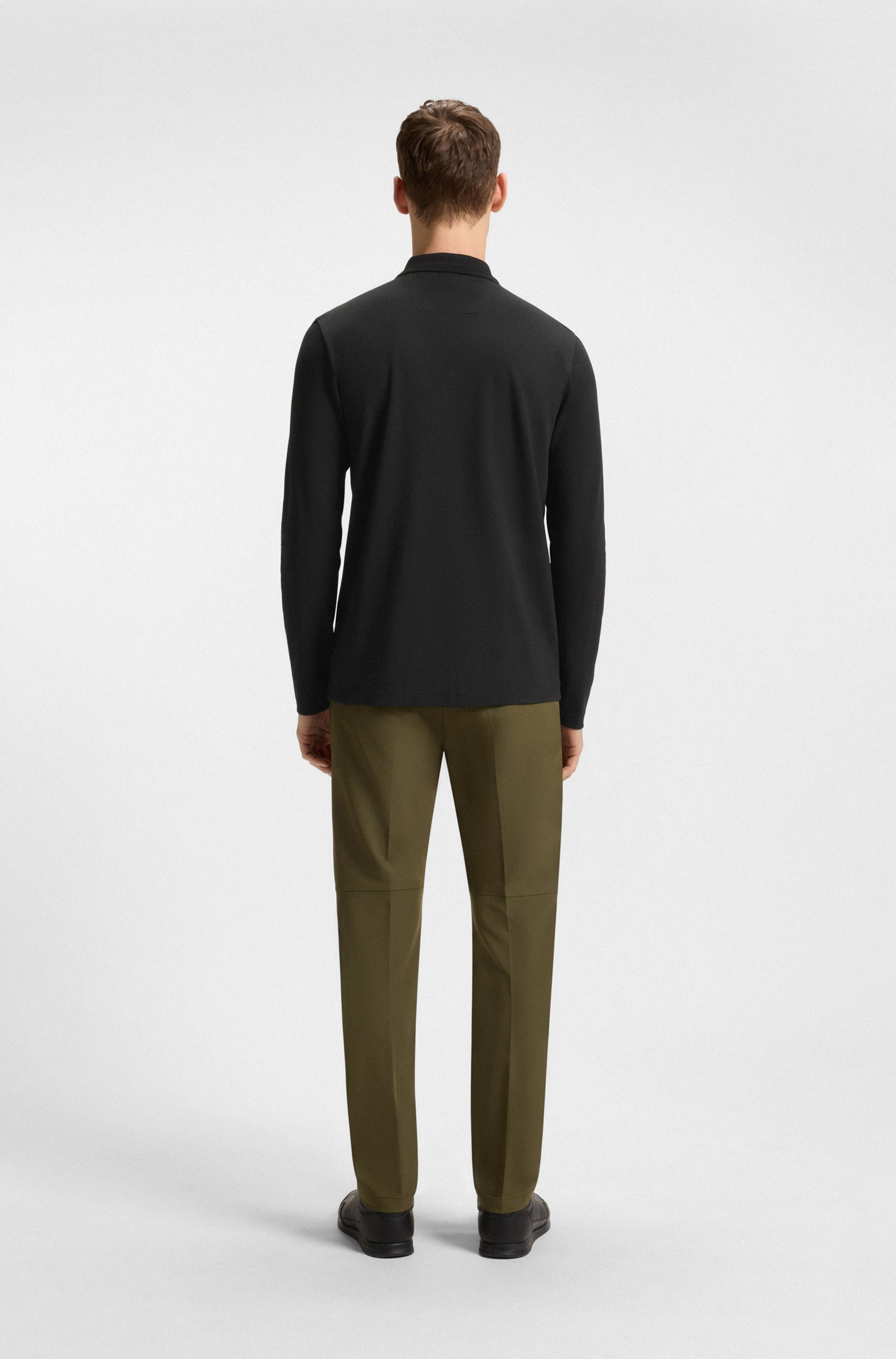 BOSS GREEN Poloshirt met lange mouwen Plisy met strepen op de kraag