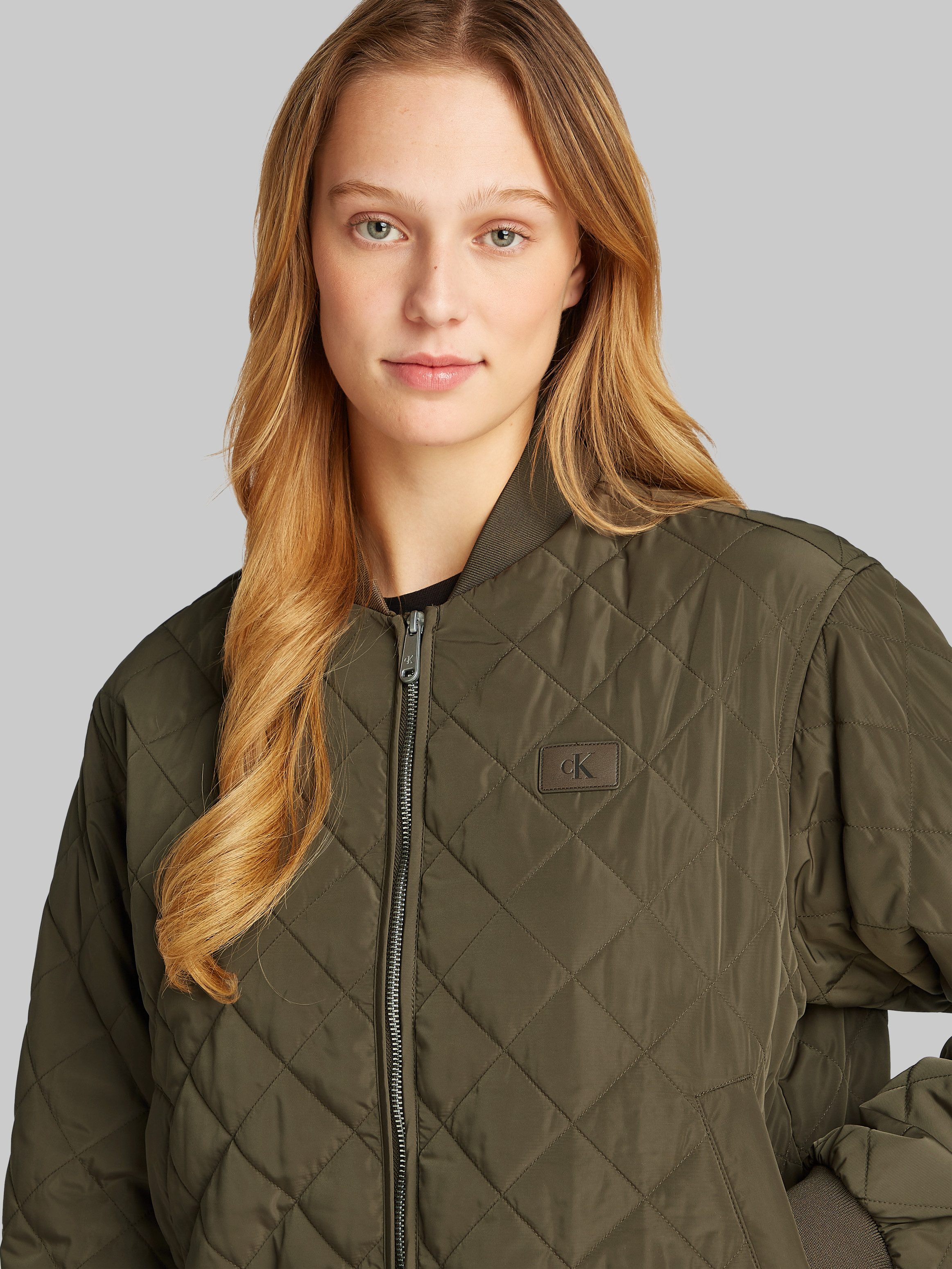 Calvin Klein Bomberjack LW QUILTED JACKET met logoprint met steppatroon