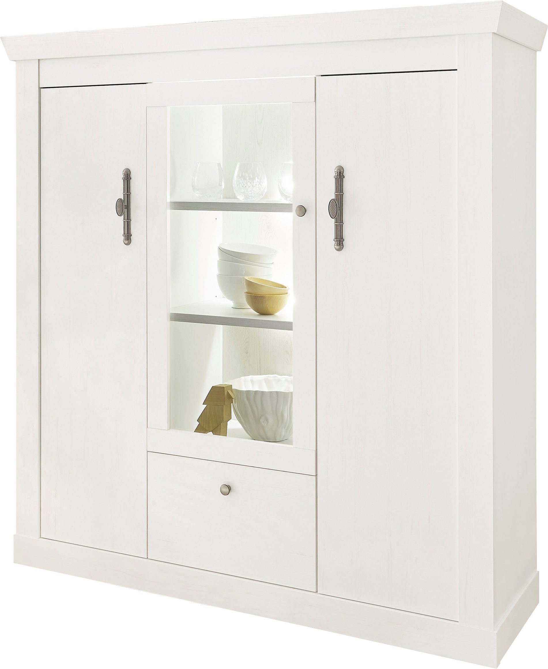 Home affaire Highboard Ravenna in romantische landelijke stijl, grepen van metaal, hoogte 146 cm