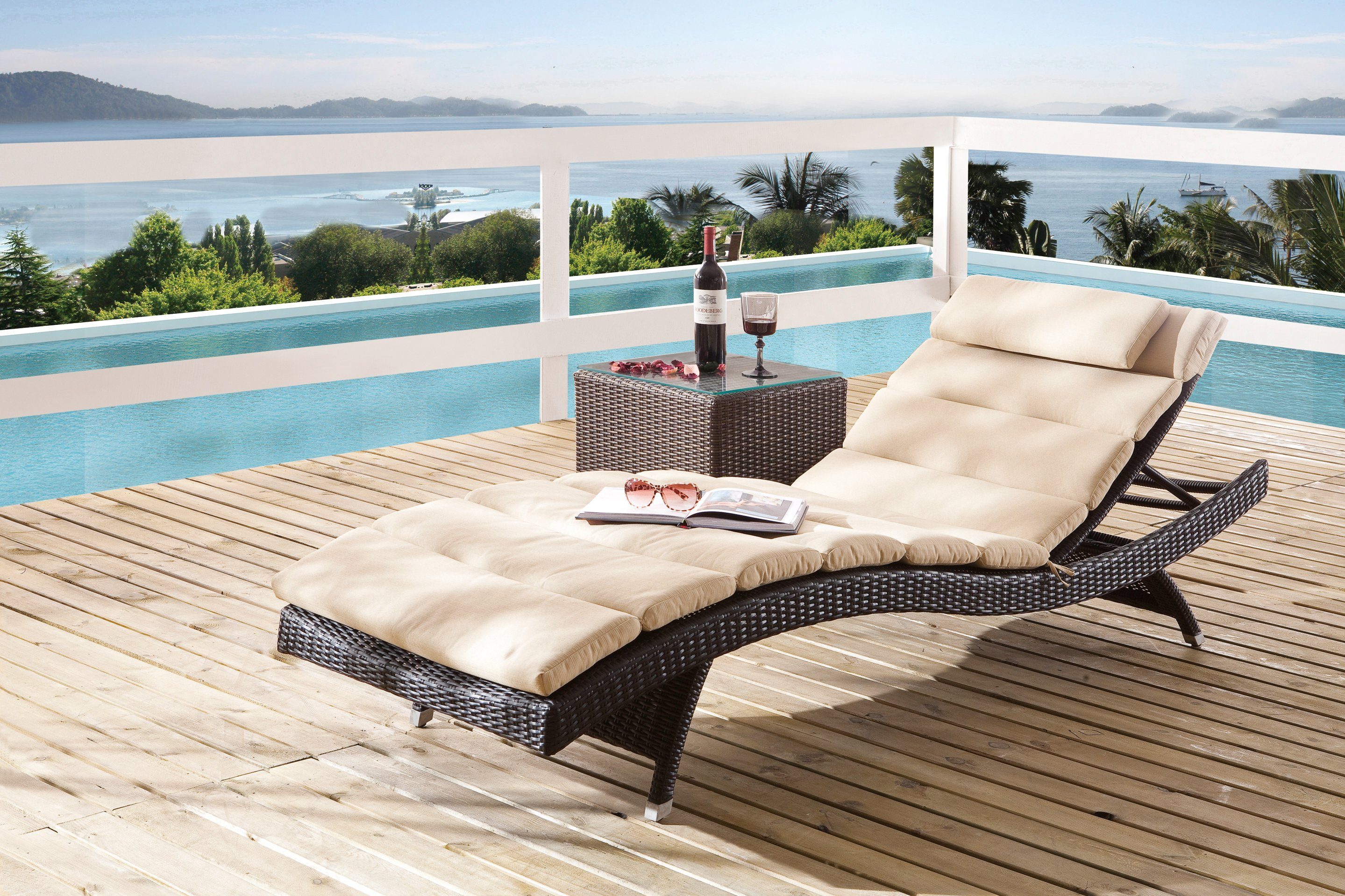 Destiny Ligstoel WAVE Aluminium, polyrattan, zonder kussen