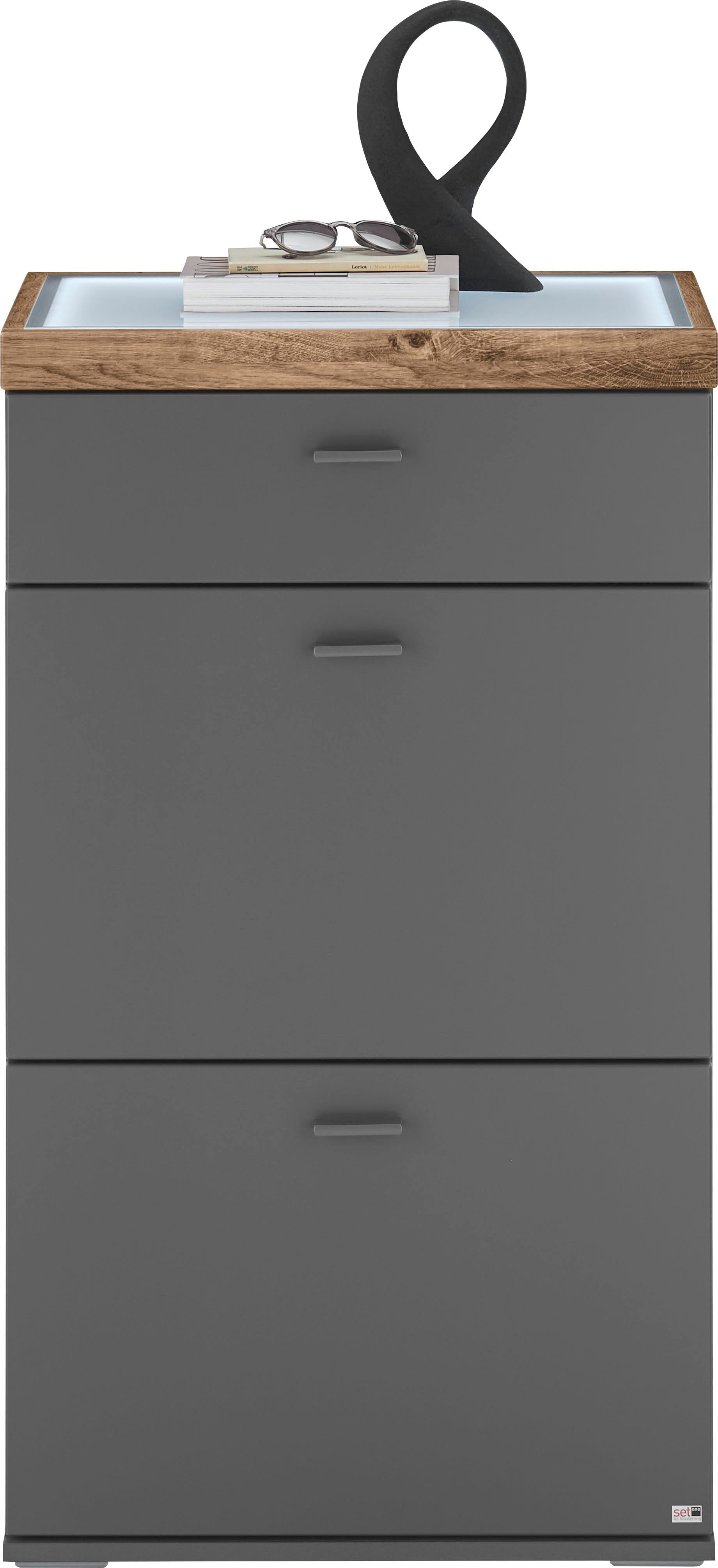set one by Musterring Highboard Lancaster Dielen inclusief led-verlichting, in 2 kleuren verkrijgbaar, b 61 x h 91 cm