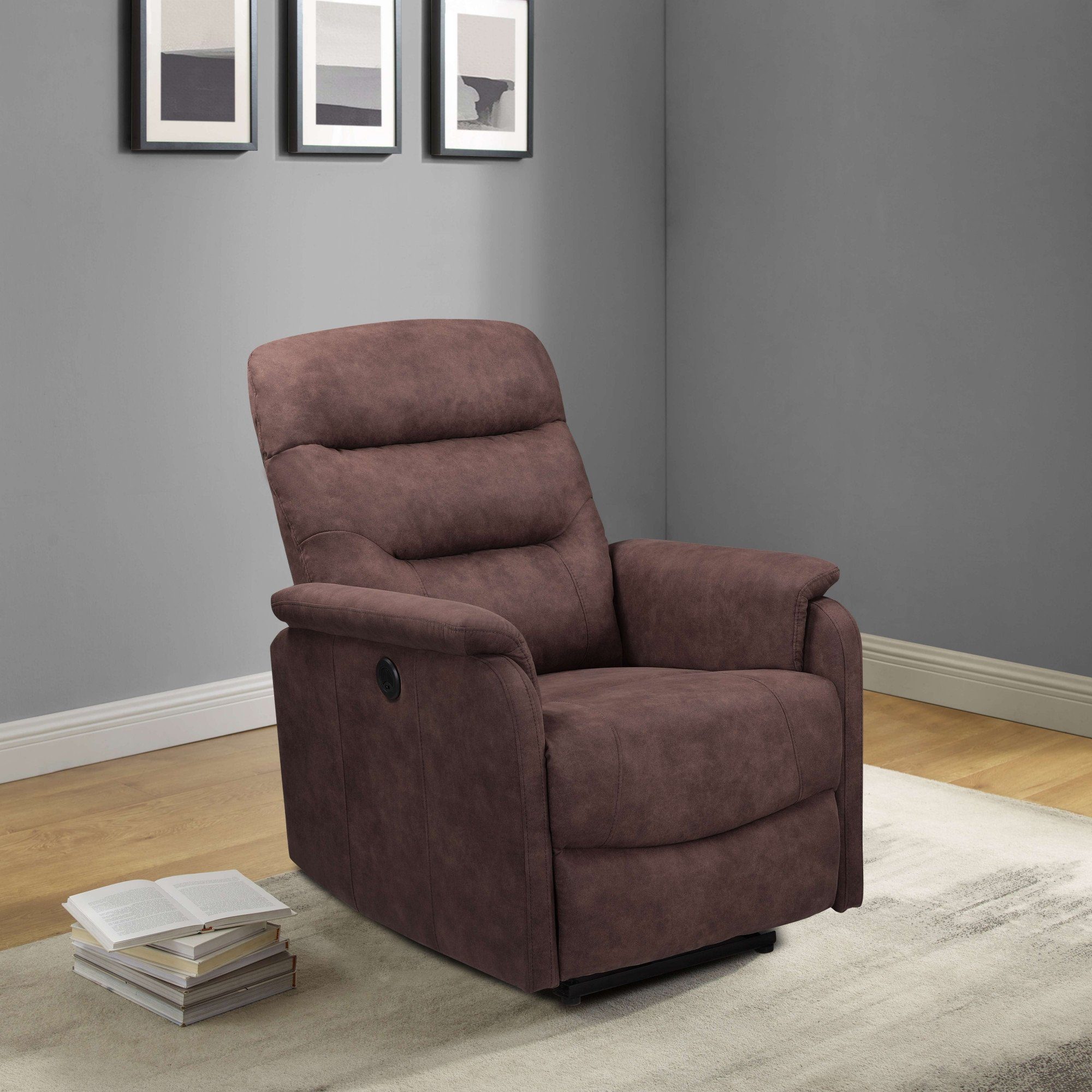 Home affaire Relaxfauteuil Coullon, tv-stoel met slaapfunctie tv-fauteuils bruin