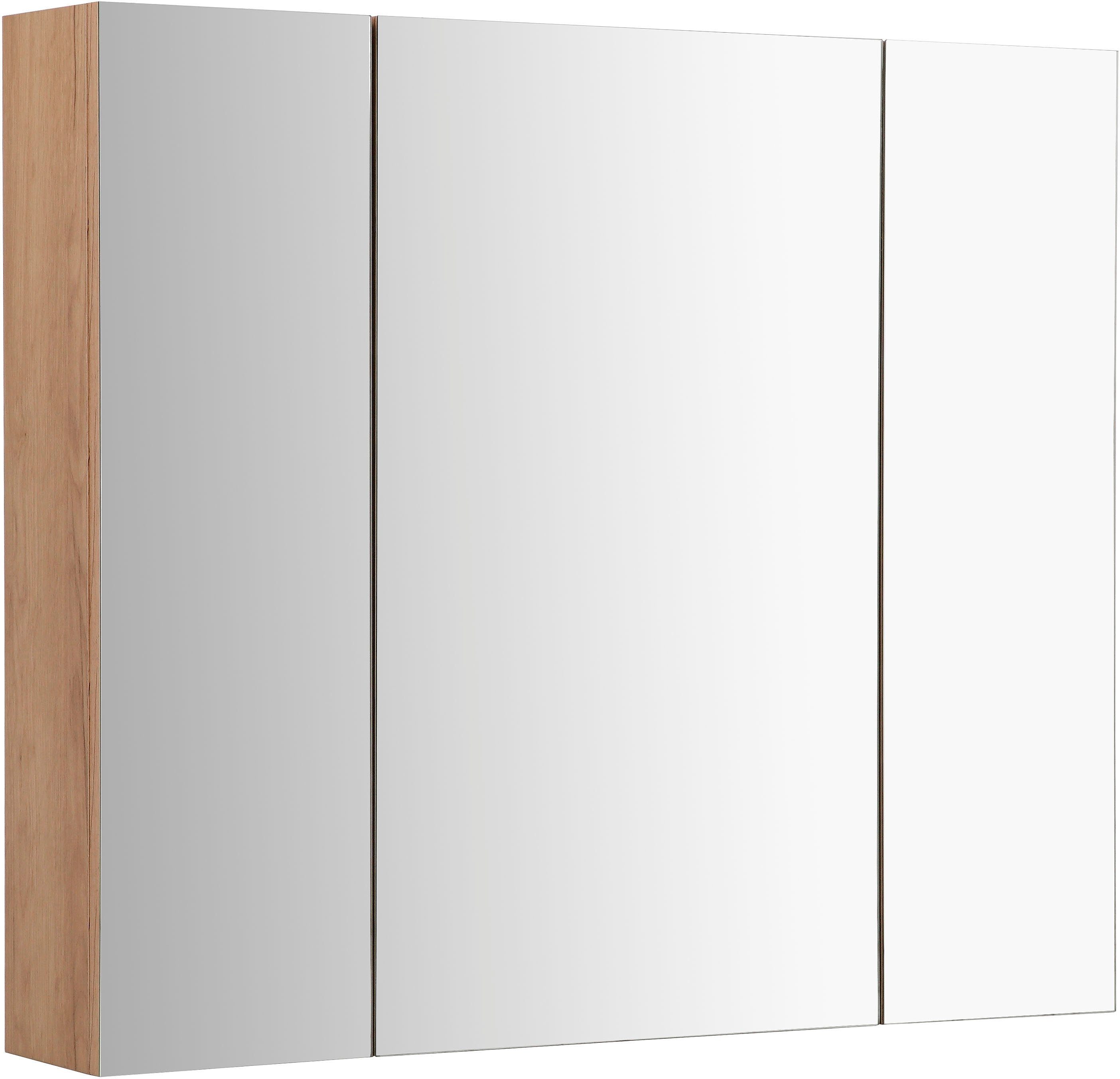 welltime Badkamerserie Lund badkamermeubelset badkamerkast badkamerset Wastafelonderkast, spiegelkast en bekken breedte 80 cm (complete set, 3-delig)