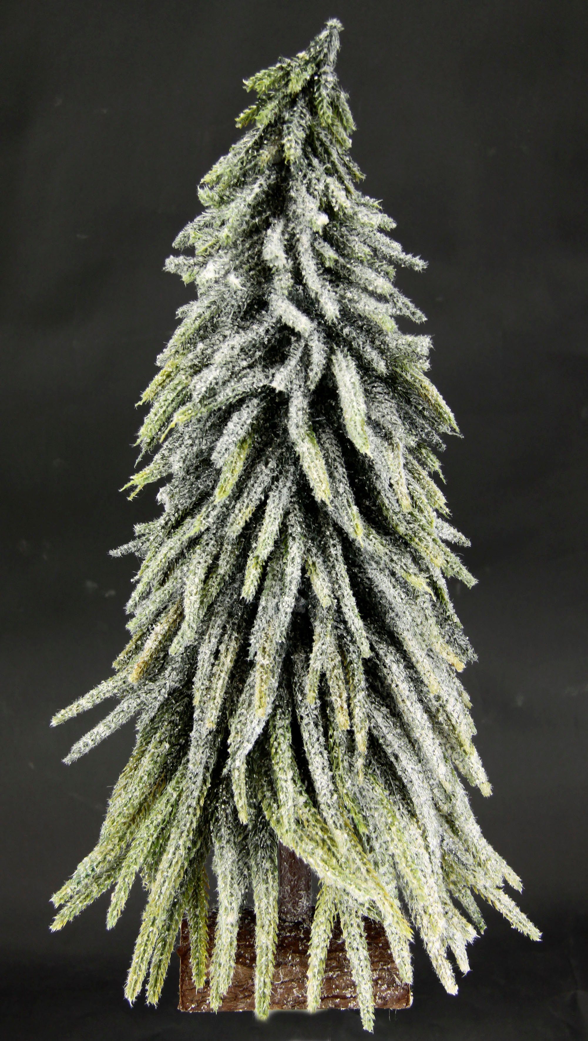 I.GE.A. Deco-boom Kerstdecoratie, kerstboom Kunstmatige mini spar met ijs op houten sokkel 32 cm (1 stuk)
