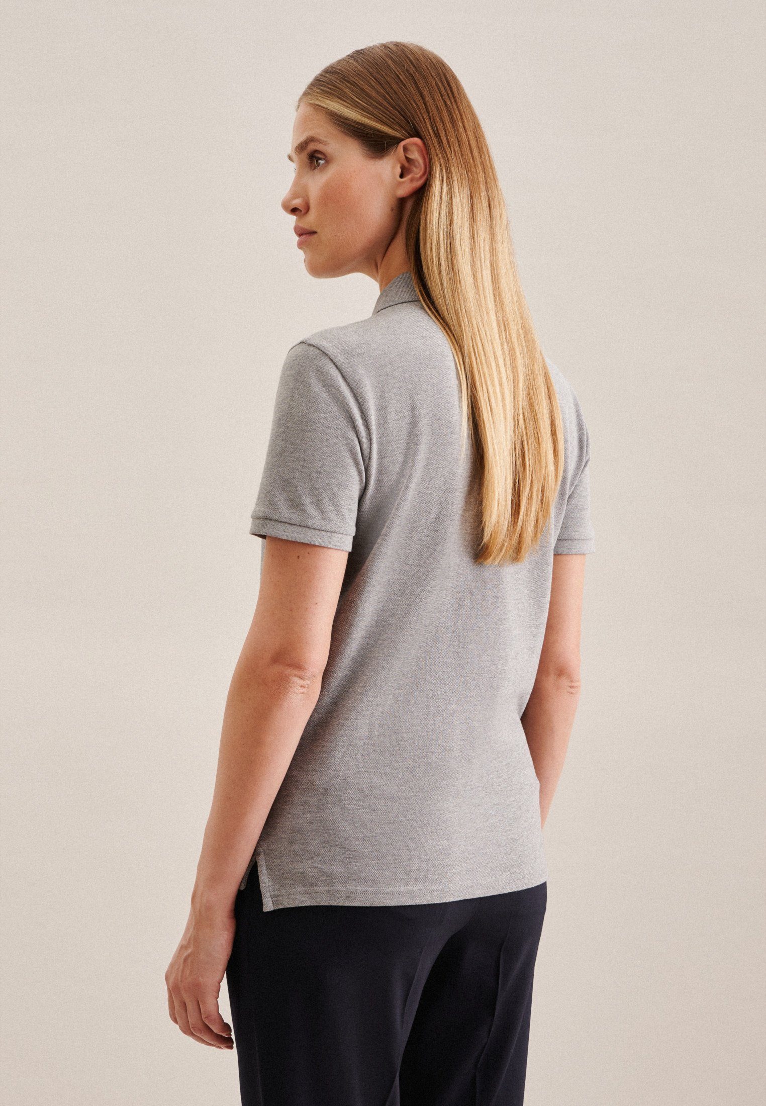 seidensticker Poloshirt Zwarte roos Korte mouwen kraag uni