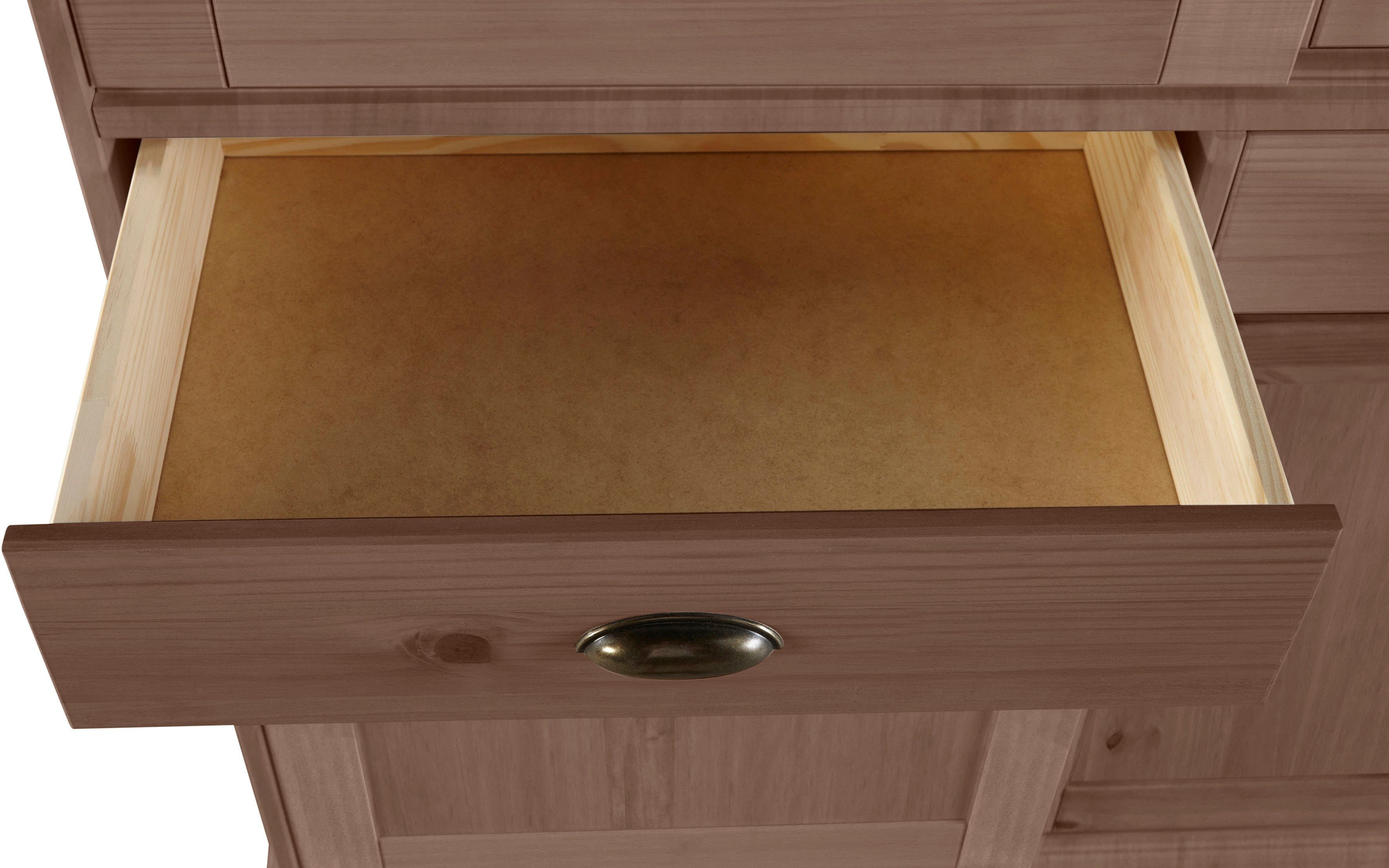 Home affaire Highboard Schröder Vitrine van massief dennenhout, breedte 114 cm