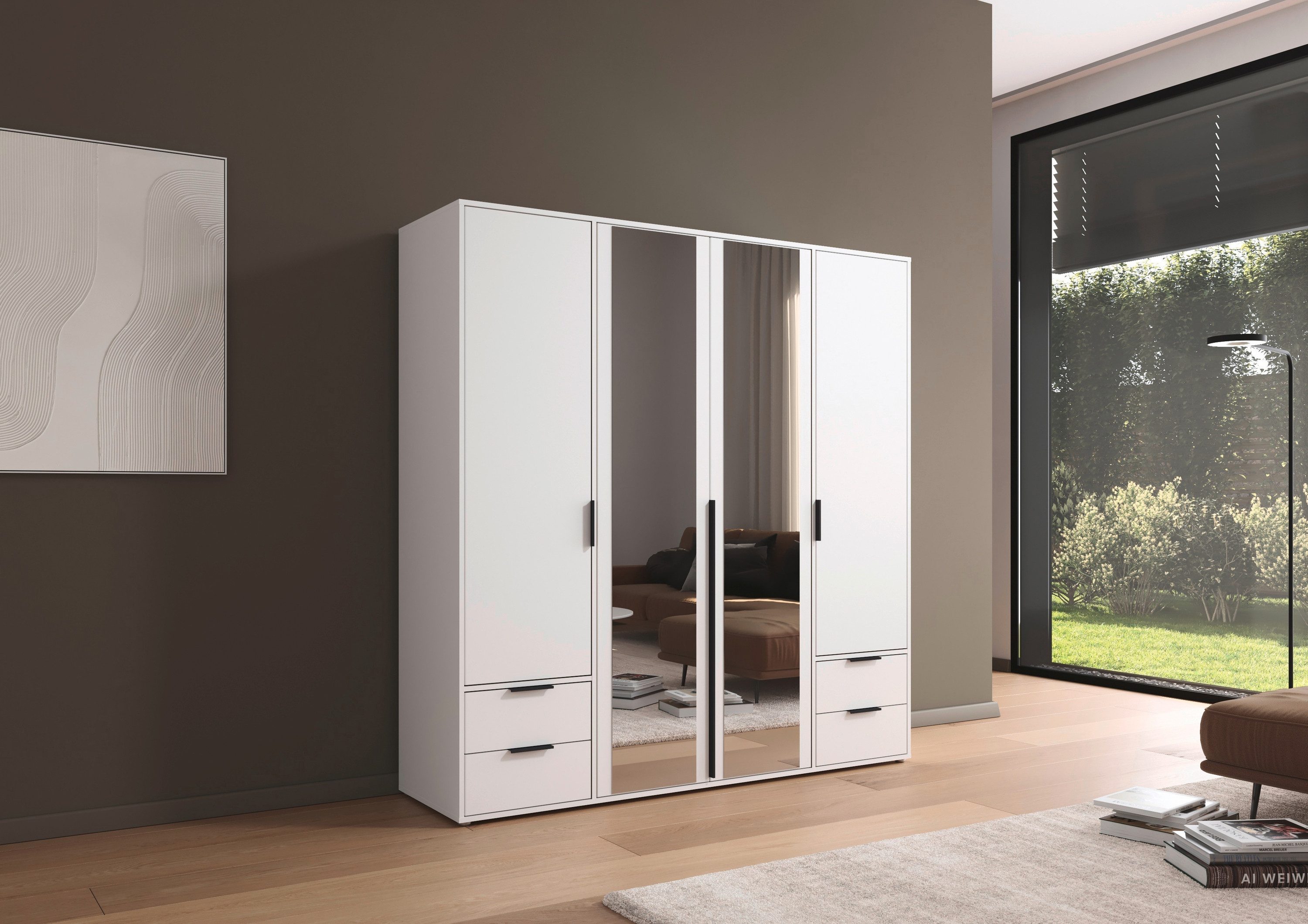 rauch Draaideurkast Kledingkast Kast Garderobe Wasmand NAGATA met Spiegel und schubladen sowie stangengriffen topseller made in germany