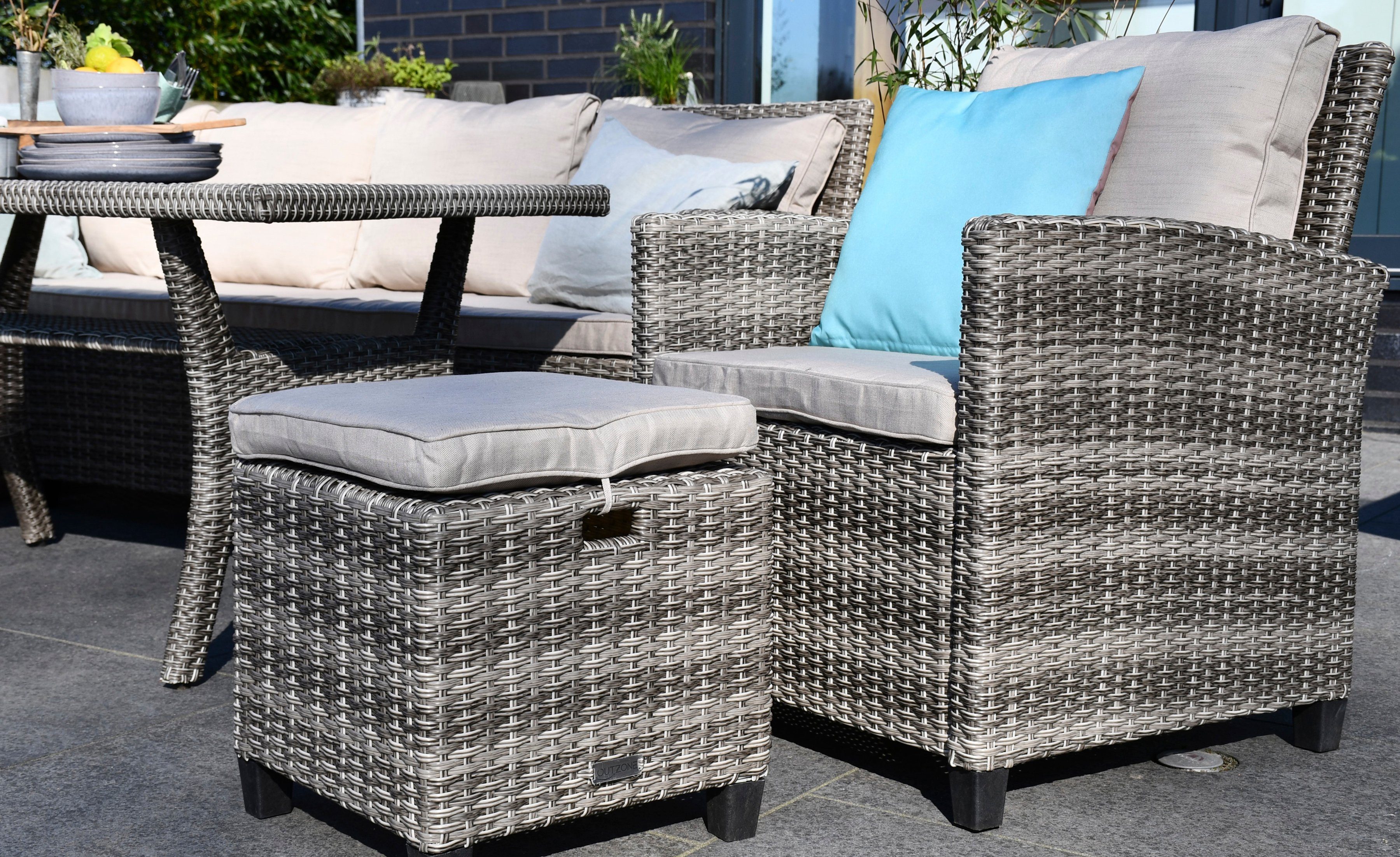 my Flair Tuinset 1 bank, 1 fauteuil, 2 poefs, 1 tafel (5-delig)