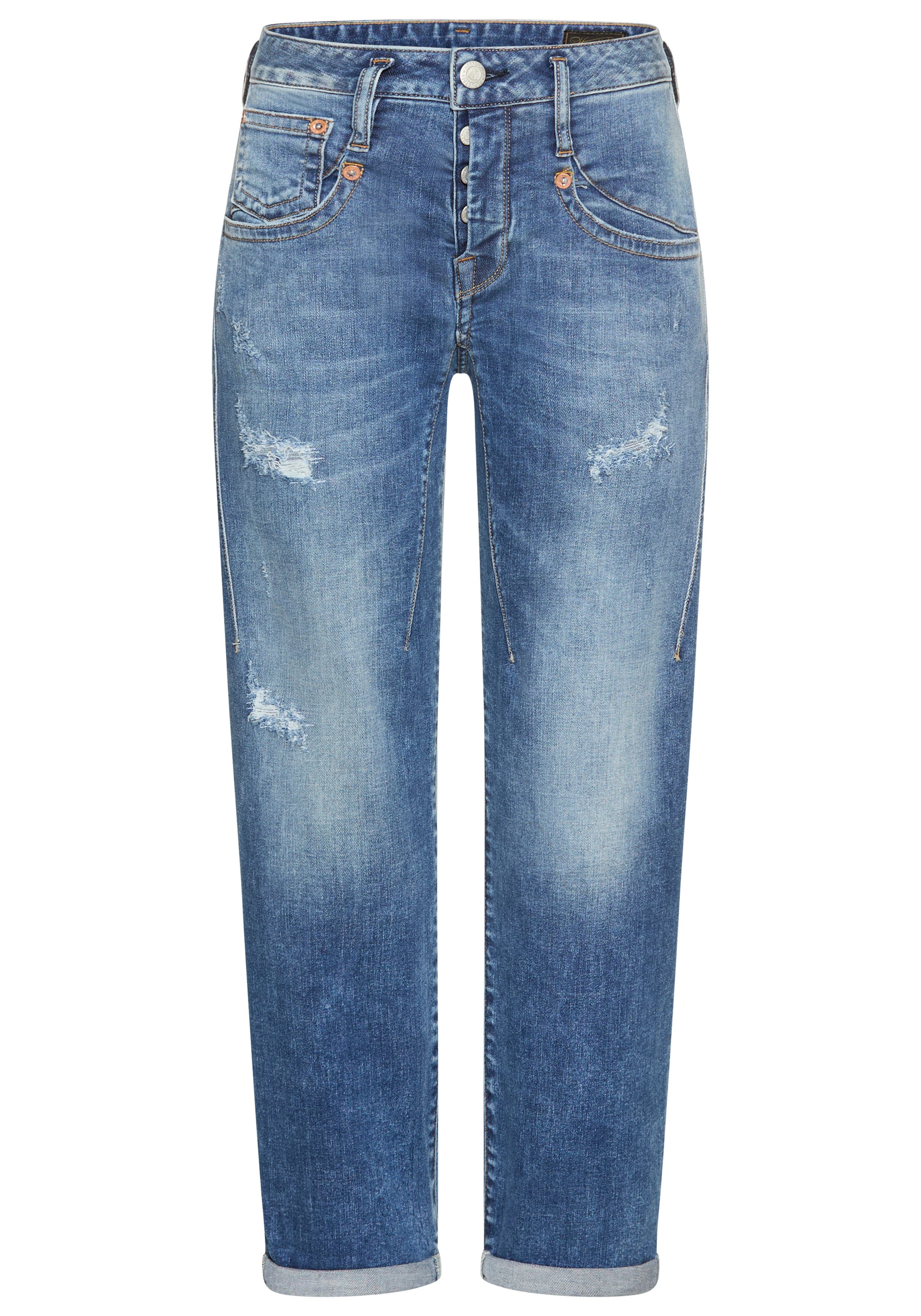 Herrlicher Boyfriendjeans Shyra Tap Organic Denim met half blinde knoopsluiting