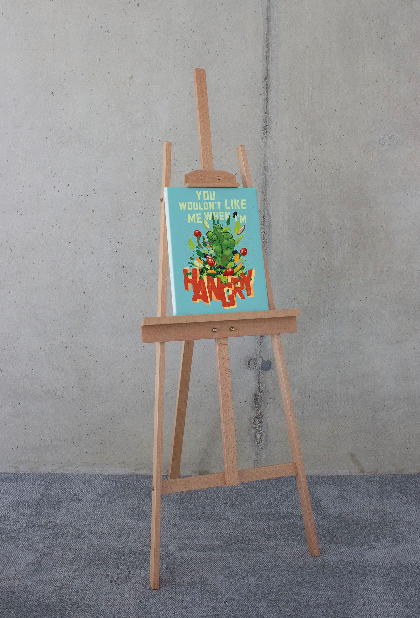 Komar Artprint op linnen Marvel Hangry - Afmeting 30 x 40 cm Canvasdoek met echt houten frame, kinderkamer (1 stuk)