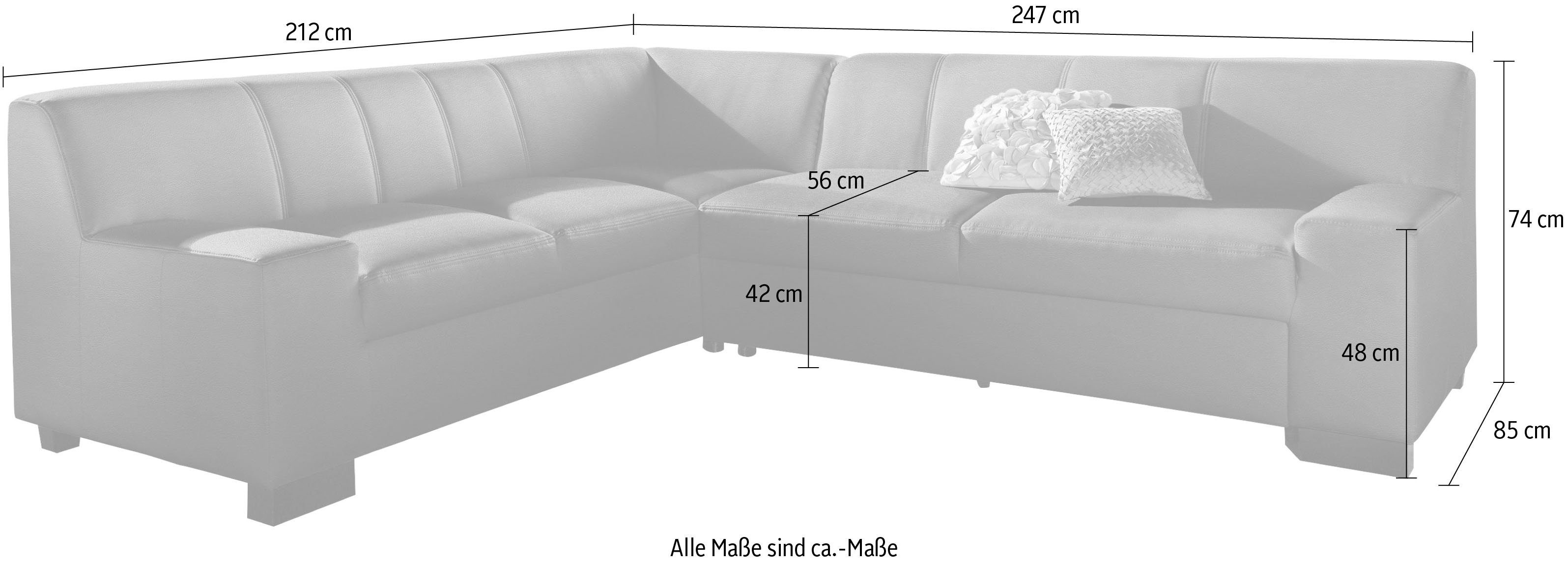 DOMO collection Hoekbank Norma, moderne armleuningen, tijdloos en elegant, L-vorm