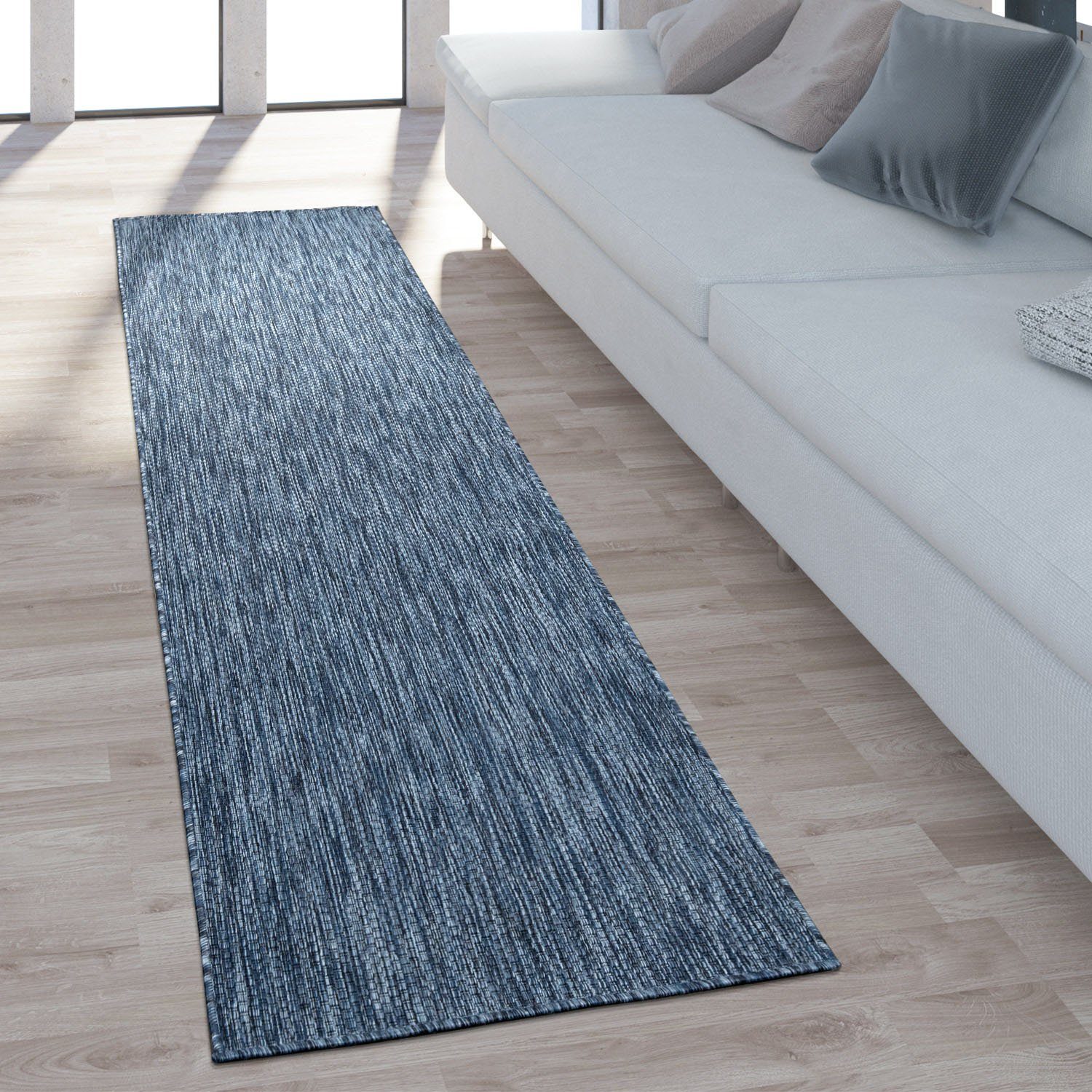 Bruno Banani Vloerkleed Venezia Geschikt voor binnen en buiten, sisal-look, weerbestendig & uv-bestendig moderne vloerkleden maat 80x250 cm blauw