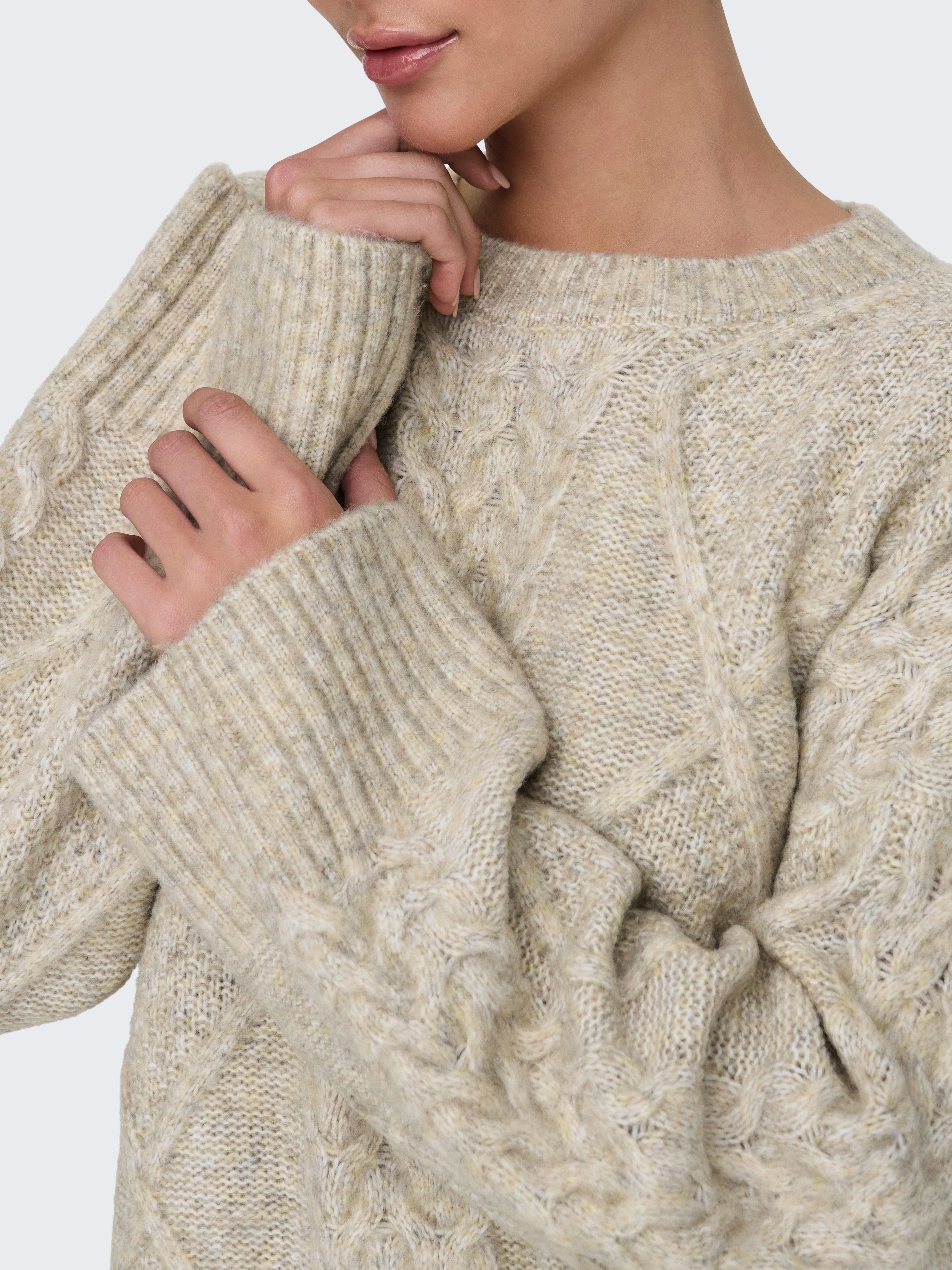 JDY Trui met ronde hals JDYSILJA L/S LONG CABLE PULLOV. KNT NOOS