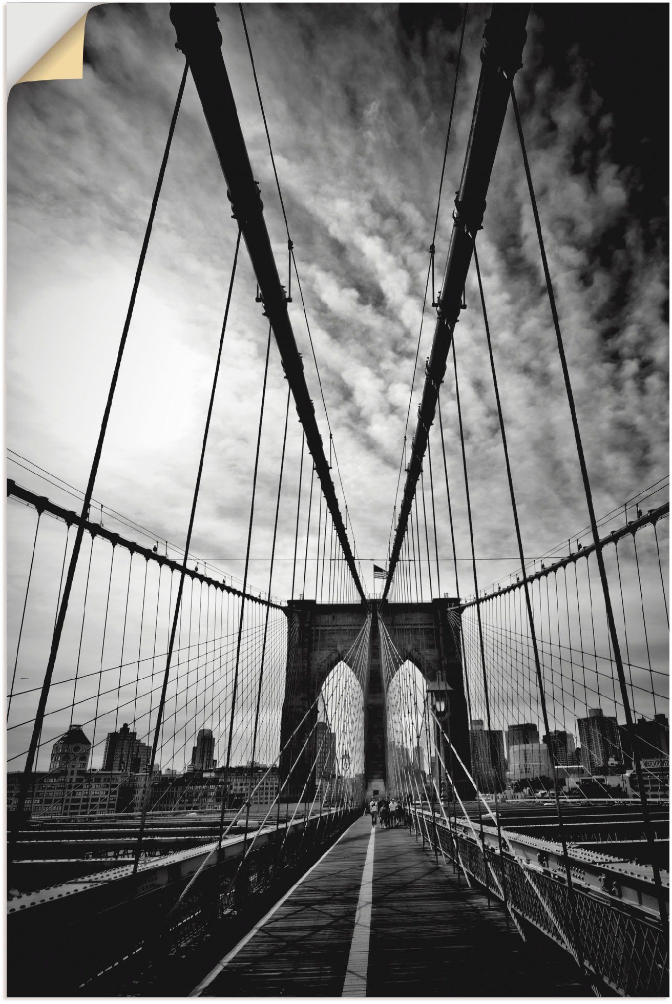 Artland Artprint New York City Machtige Brooklyn Bridge in vele afmetingen & productsoorten - artprint van aluminium / artprint voor buiten, artprint op linnen, poster, muursticker