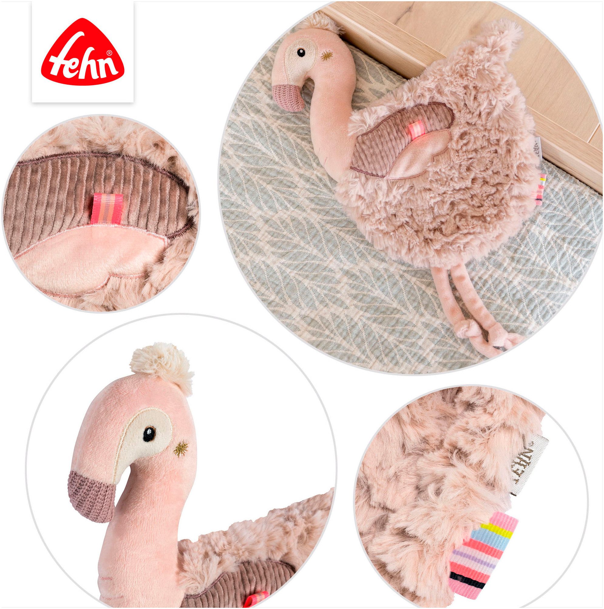 Fehn Knuffeldoekje Lazy, Crazy & Pink, Knuffeldoekje Flamingo