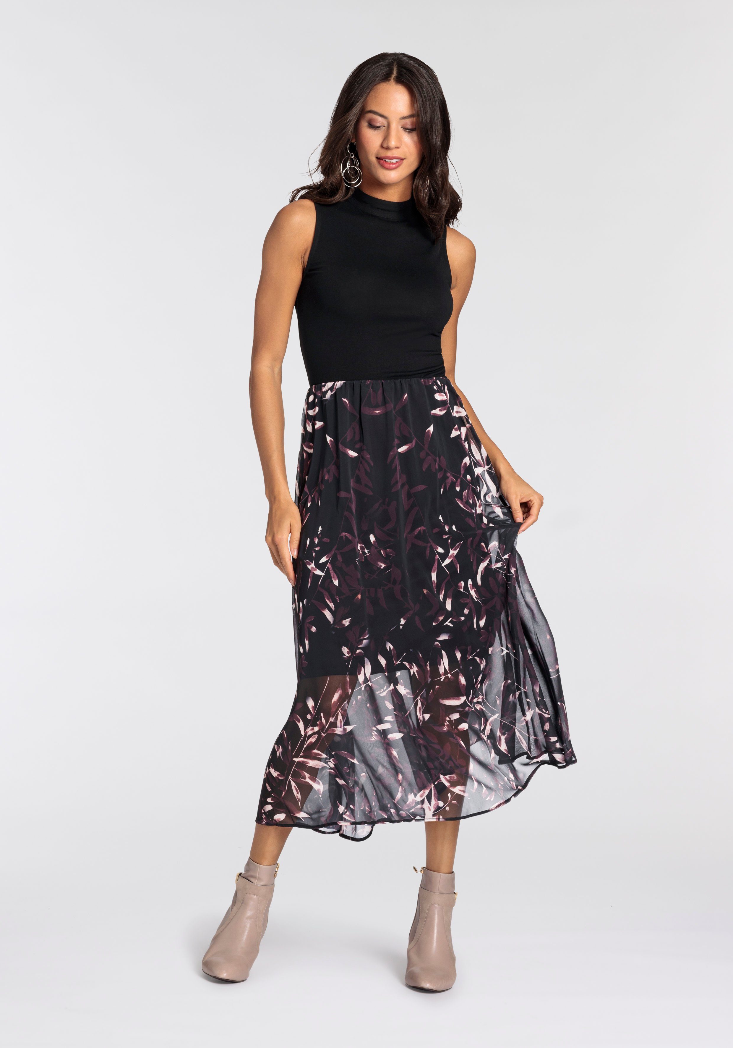 Laura Scott Chiffon jurk voor chique gelegenheden en casual vrijetijdlooks, kuitlang